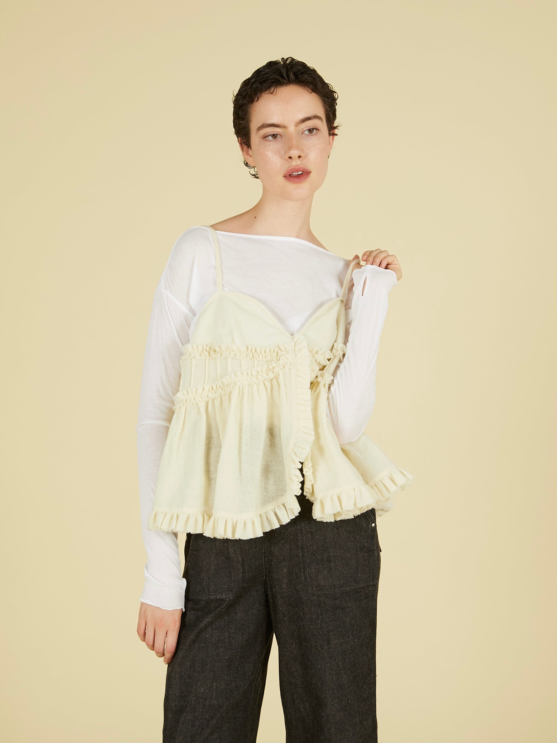 frill monster cami|IVORY