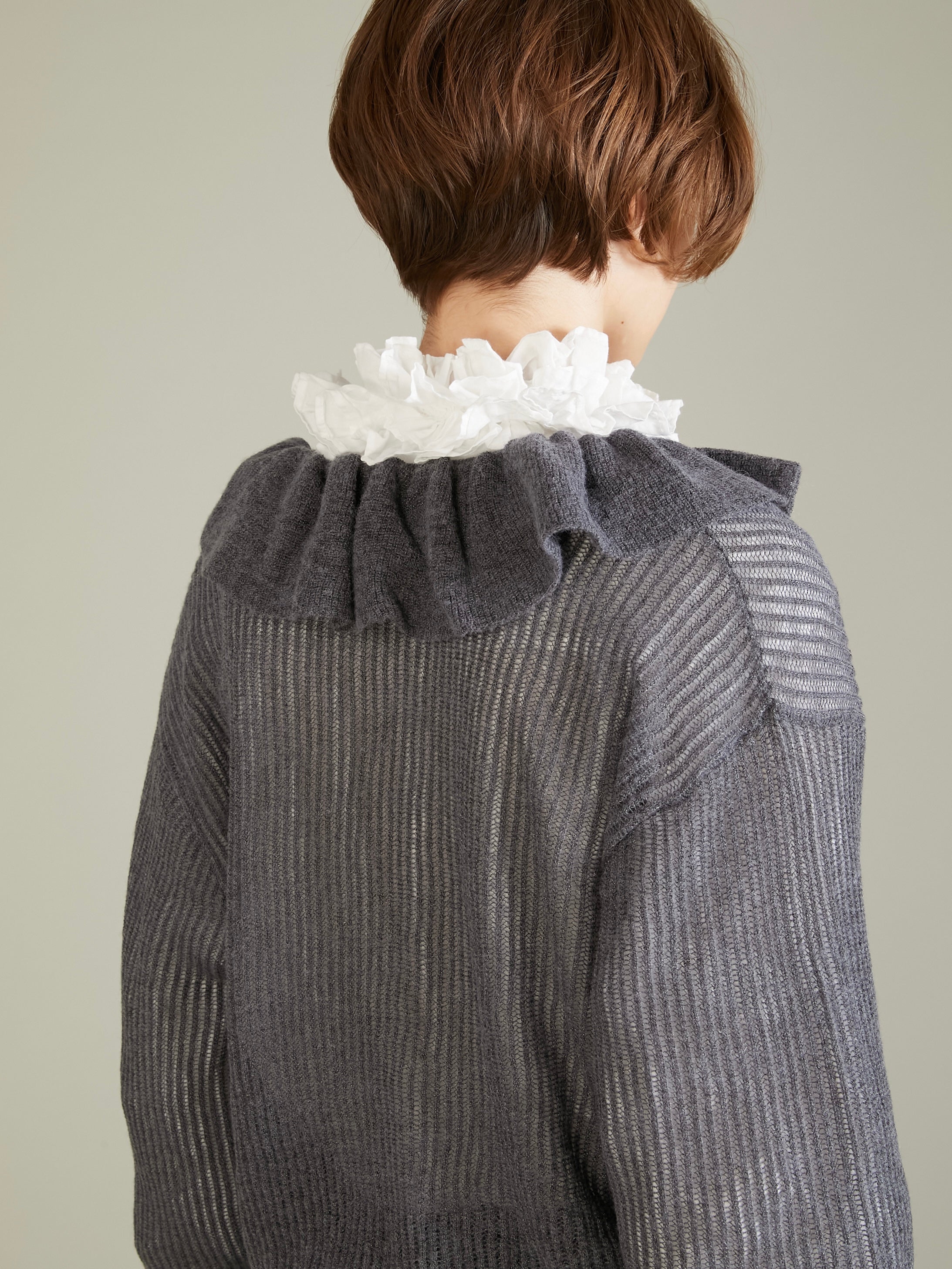 raffule frill cardigan|GRAY