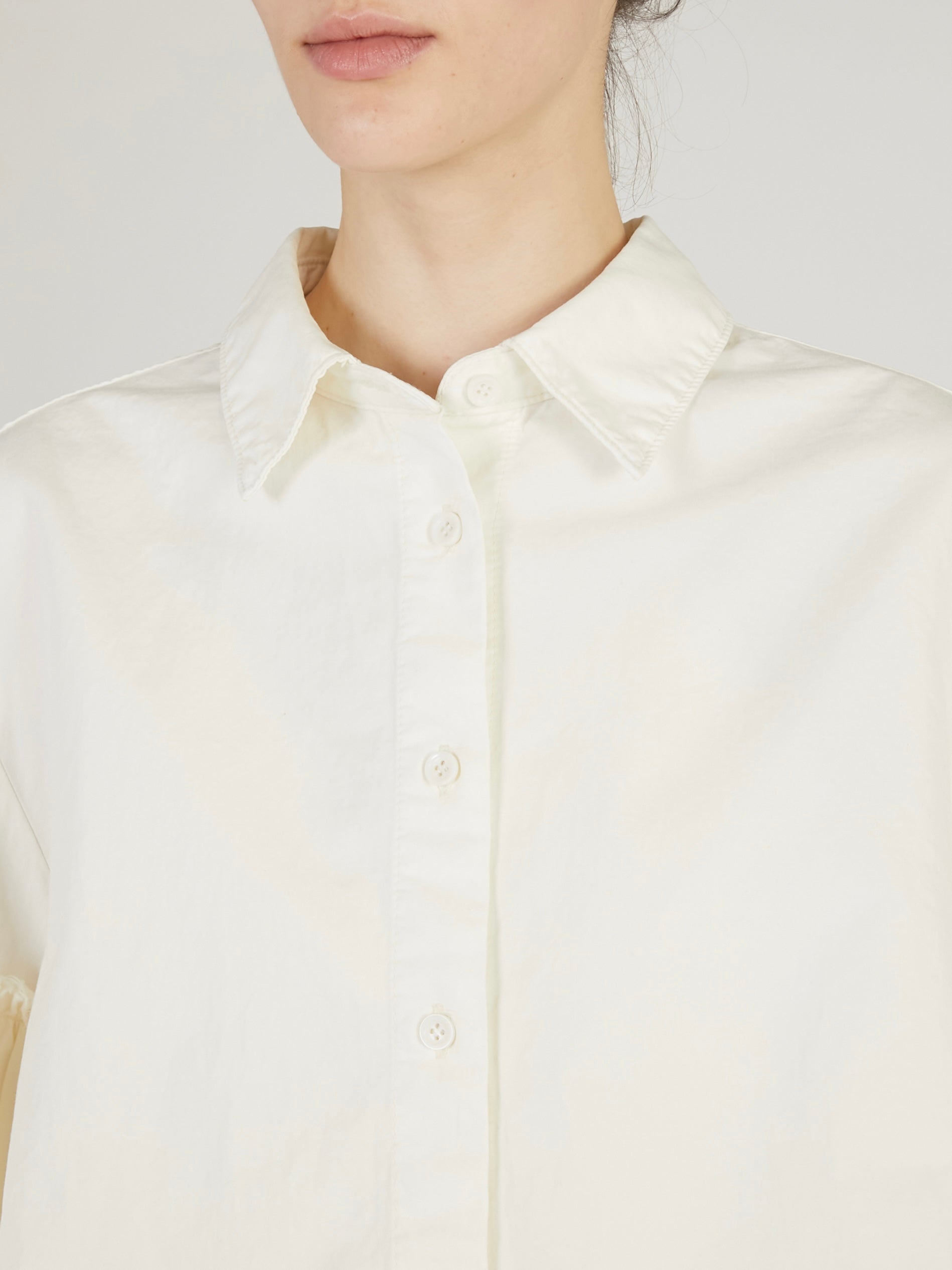 garment dye frill shirts|IVORY