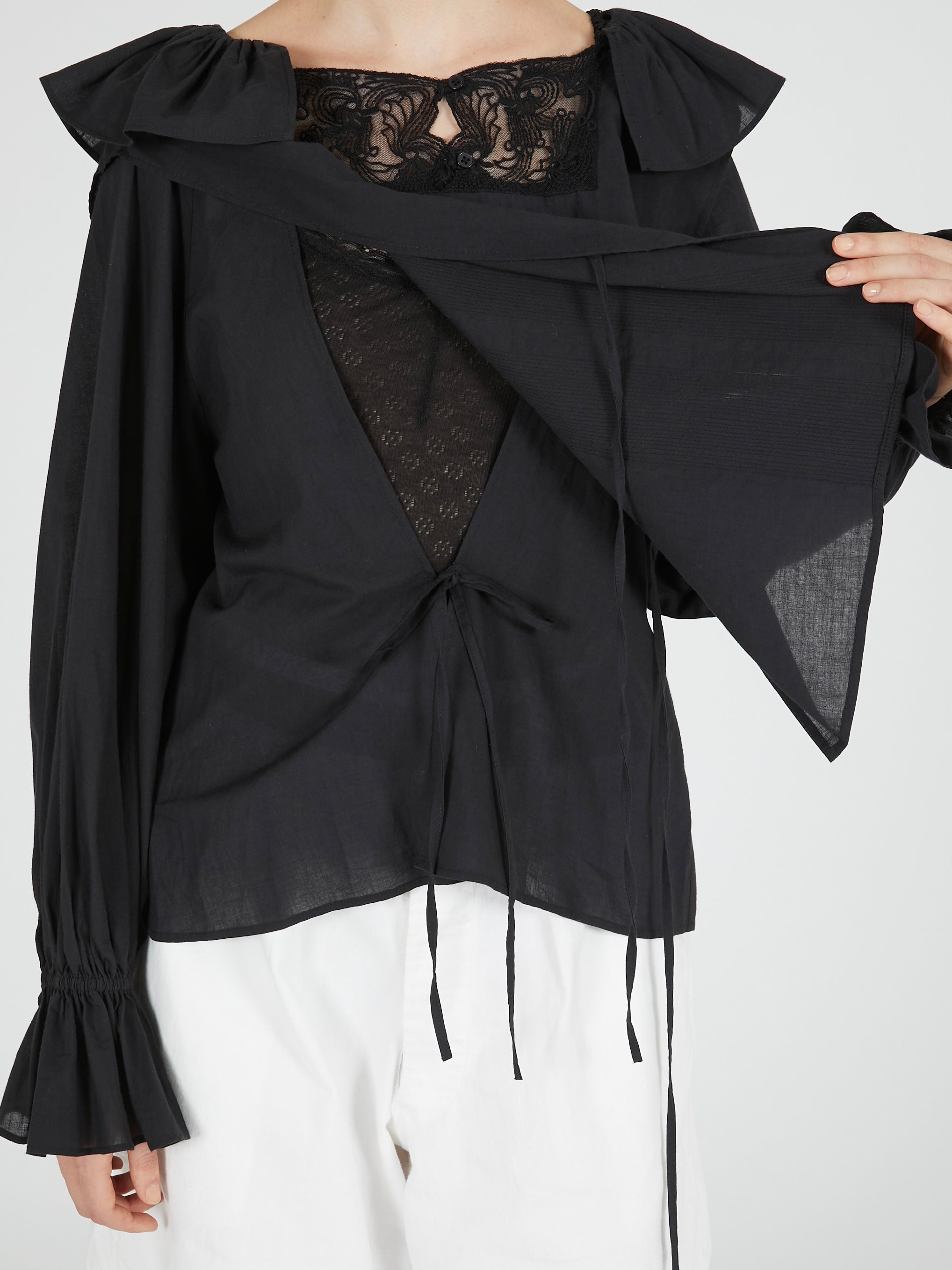 victorian collar blouse|BLACK