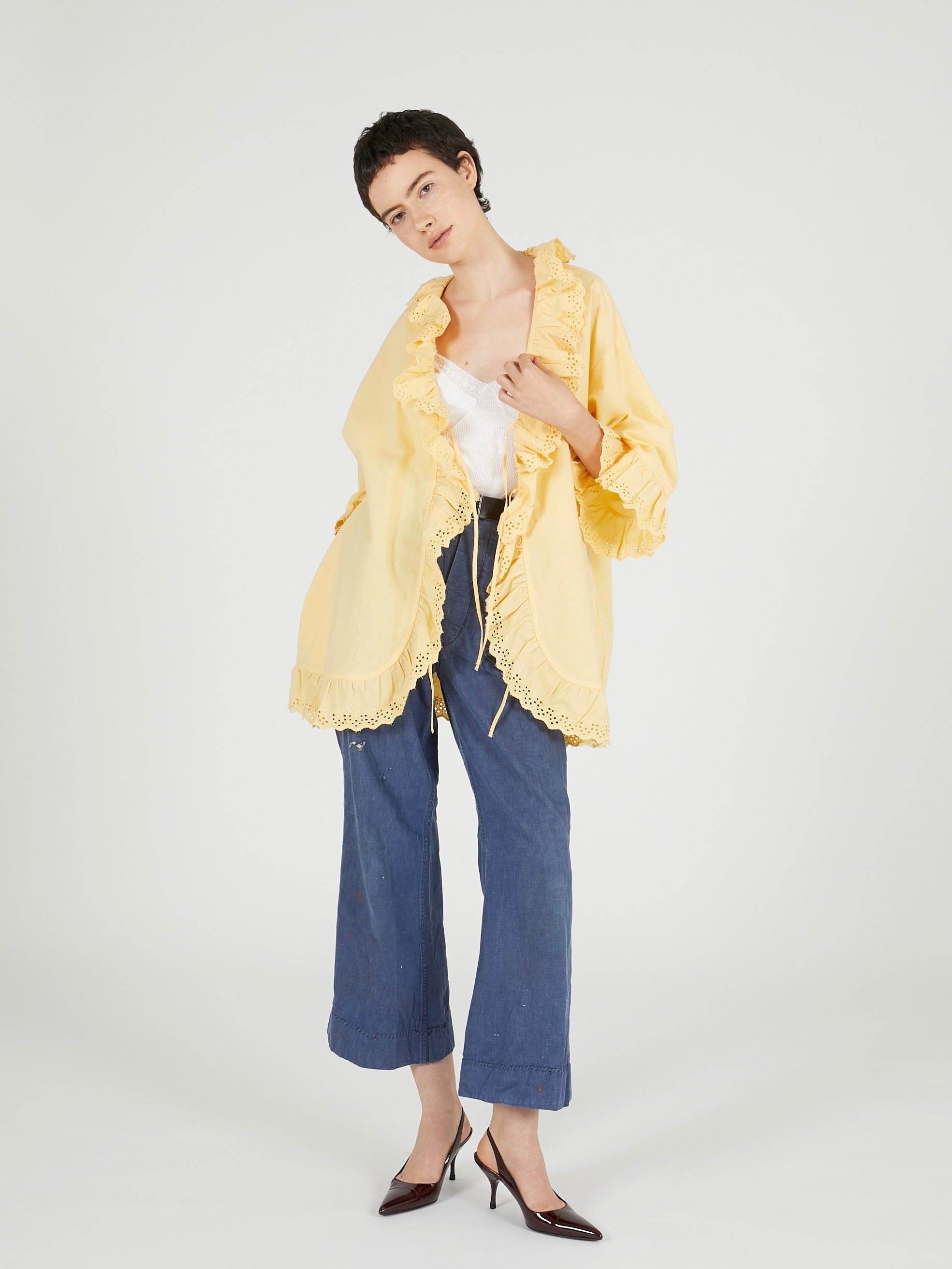 frill gawn blouse|BEIGE