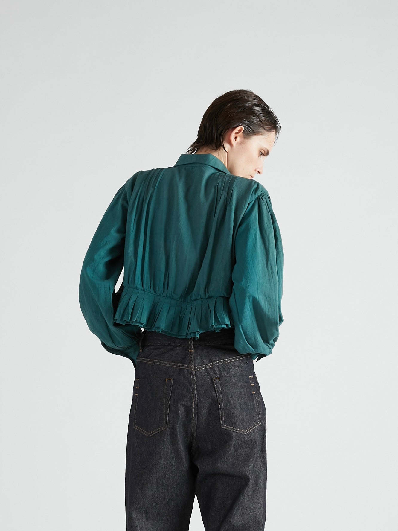 cord embroidery blouse|GREEN