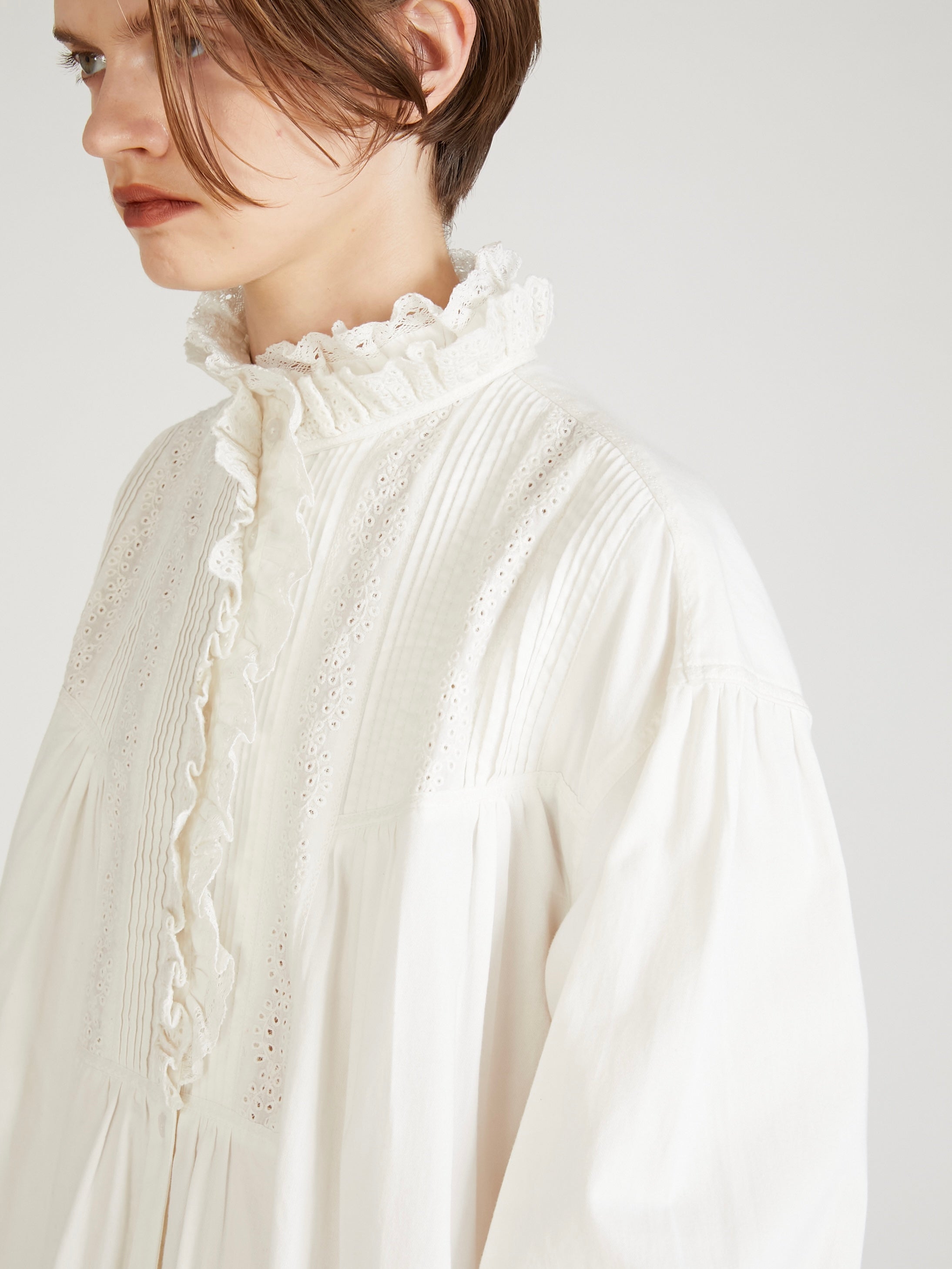 rebuild lace shirt dress|WHITE