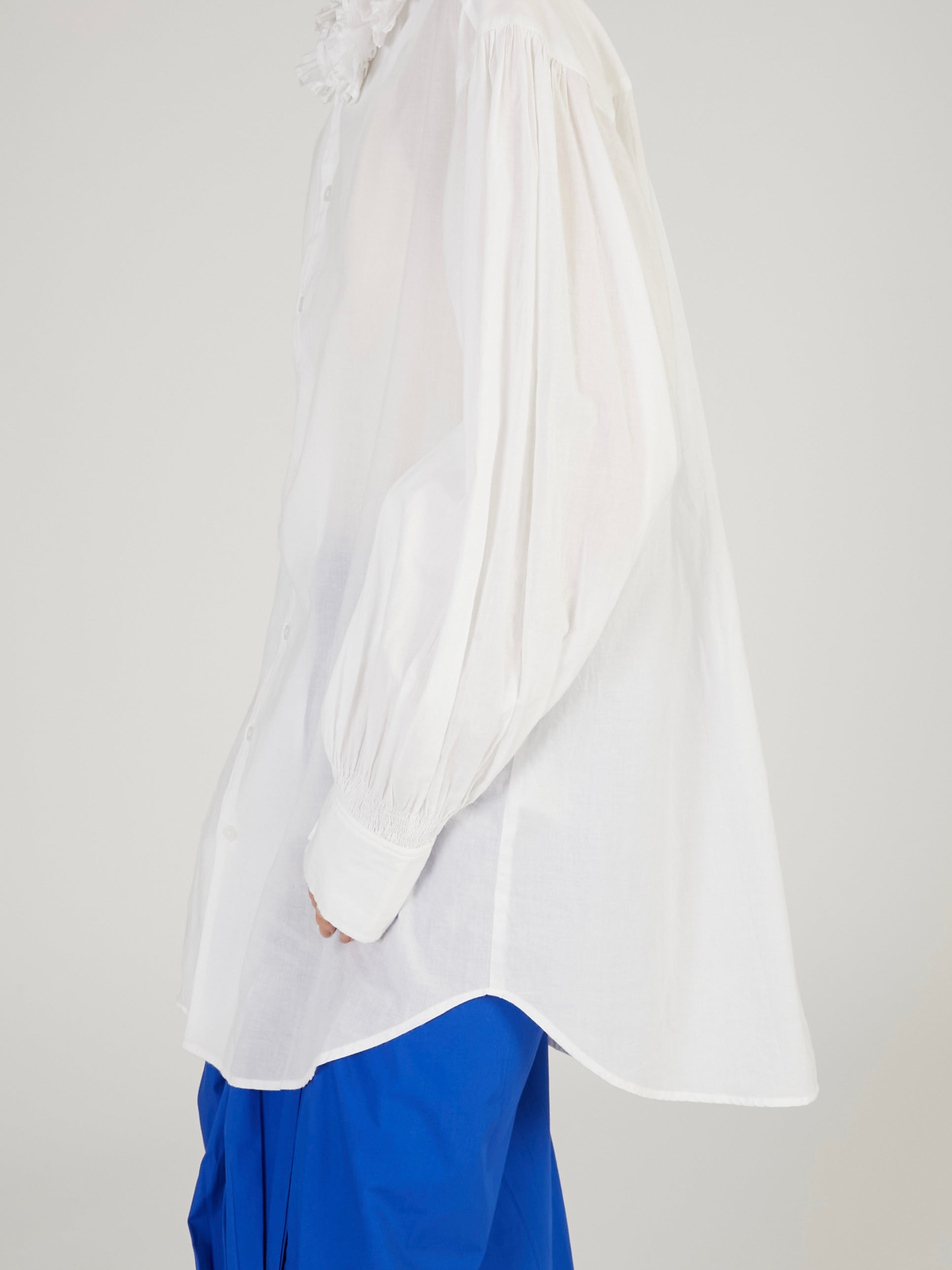 cotton frill coller shirts|WHITE