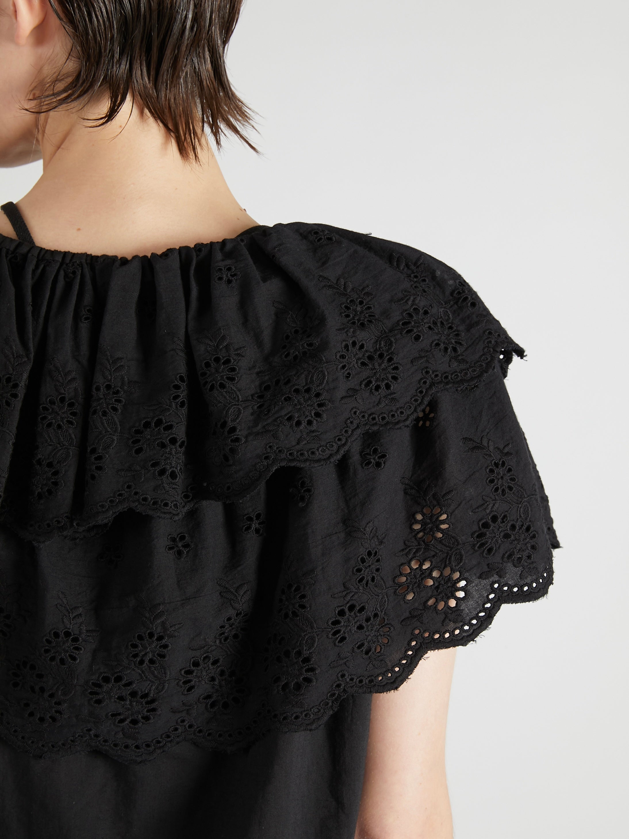 cutwork embroidery blouse|BLACK
