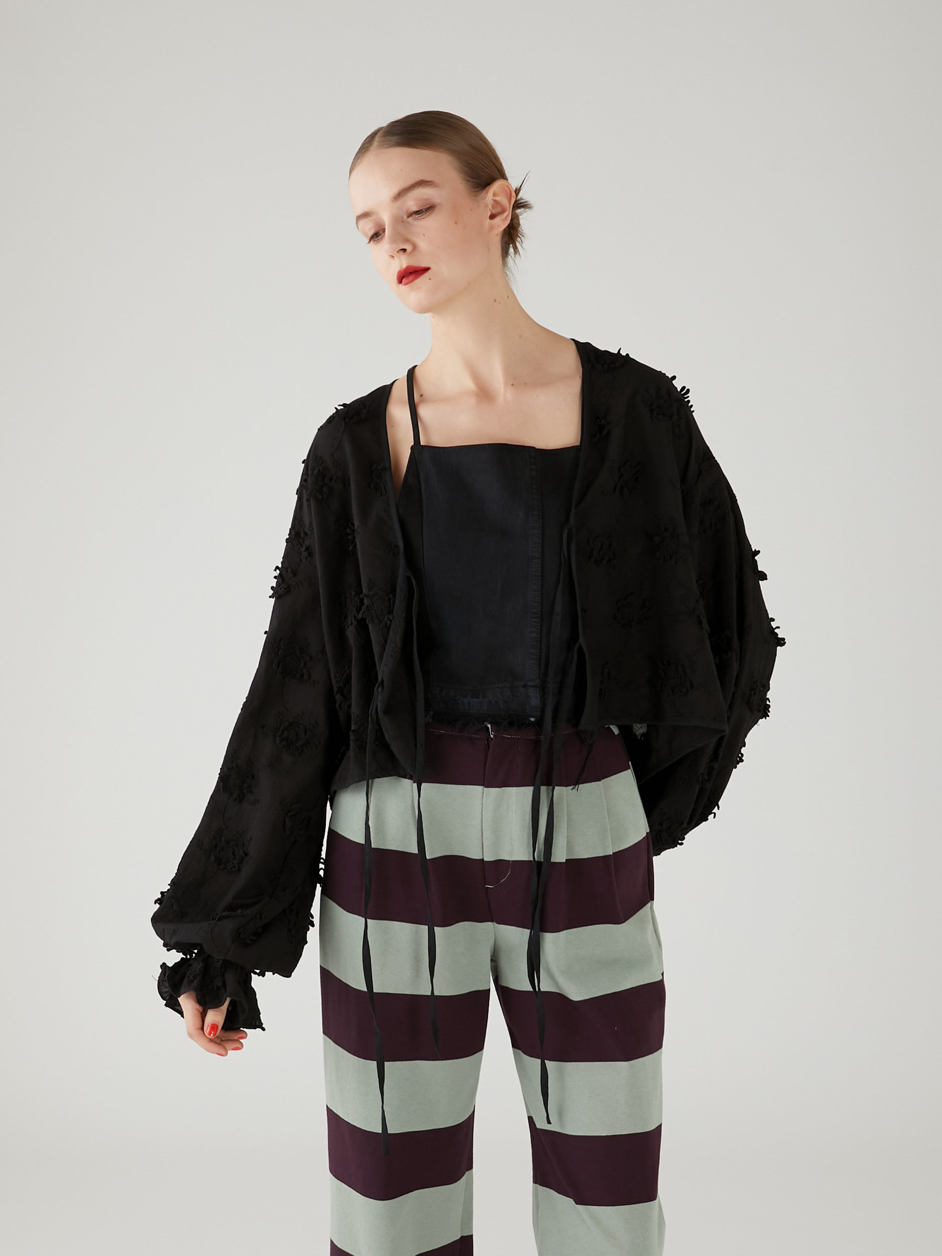 3D embroidery bolero | BLACK