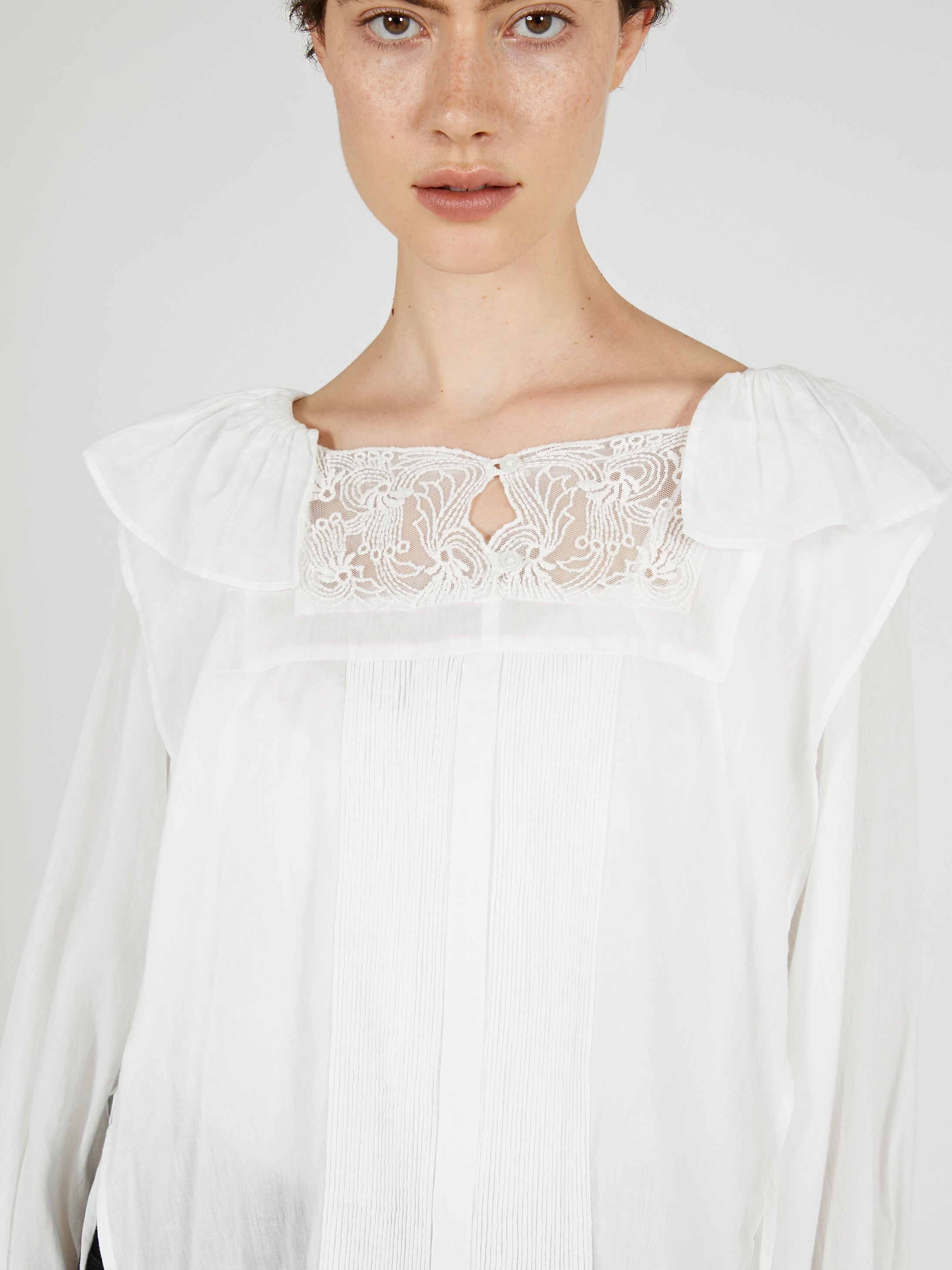 victorian collar blouse|WHITE