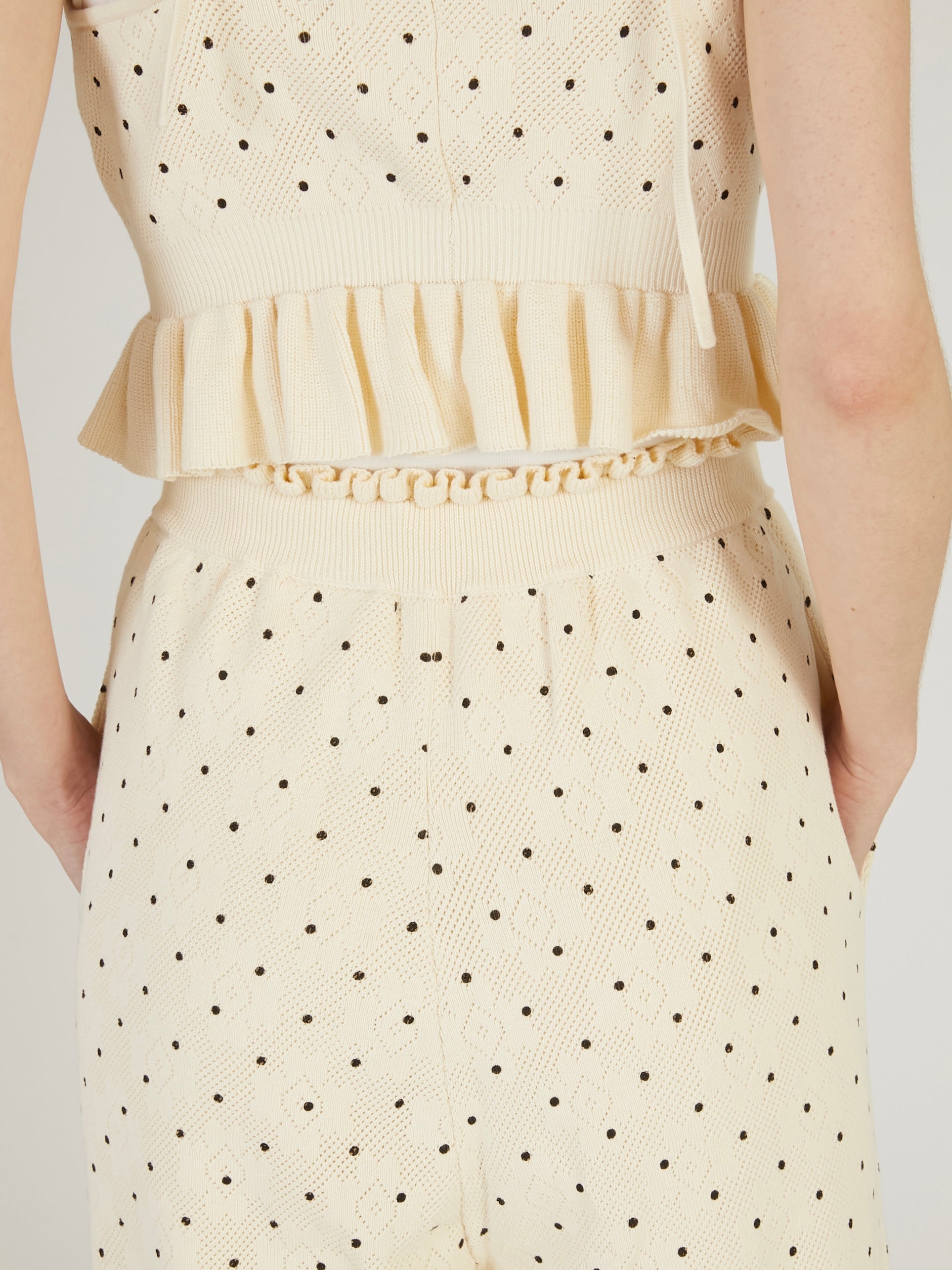 flower Jacquard dot pants|IVORY