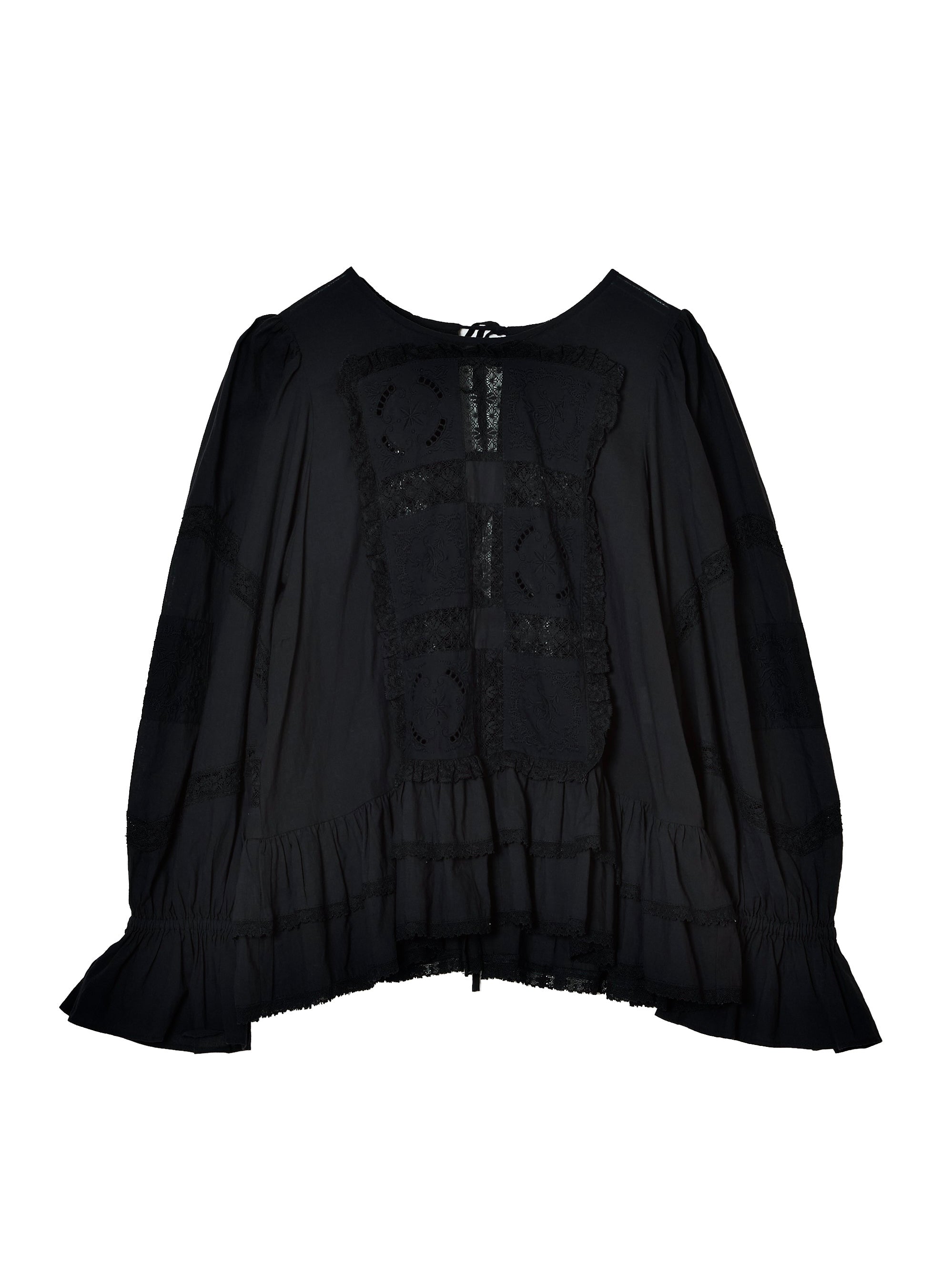 【SECRET SALE】front tapestry 2way sheer bolero|BLACK