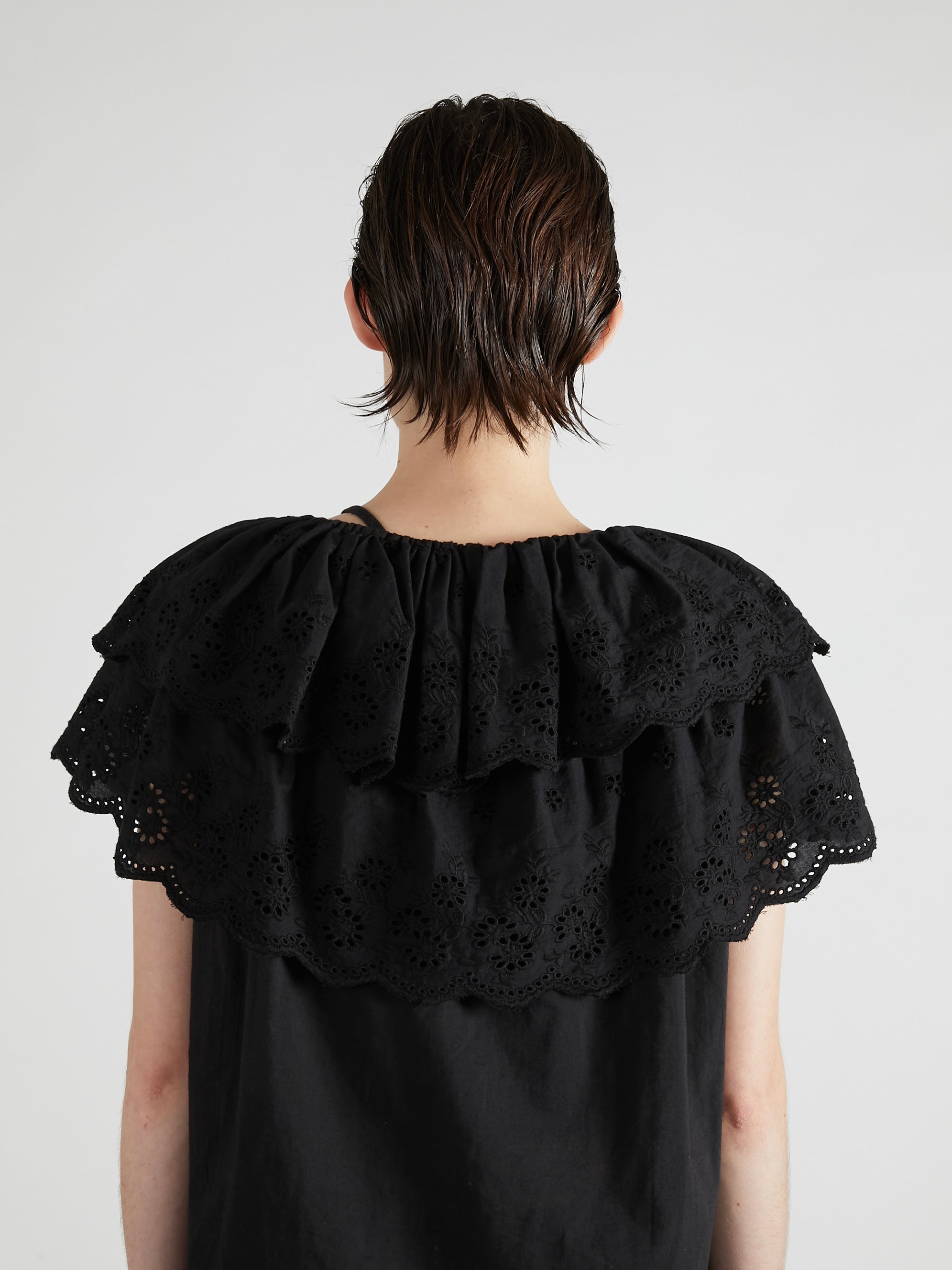 cutwork embroidery blouse|BLACK