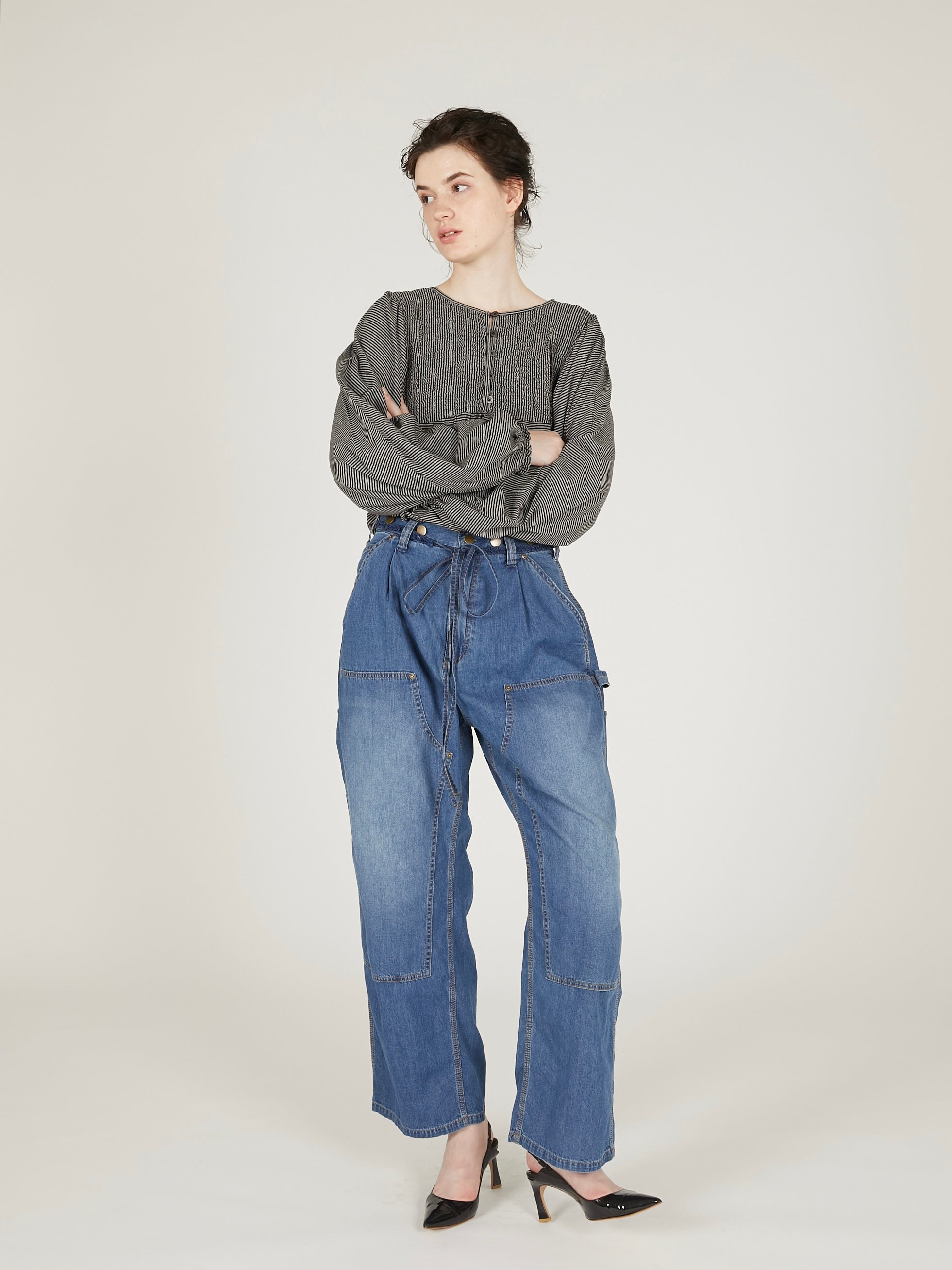 double knee denim|BLUE