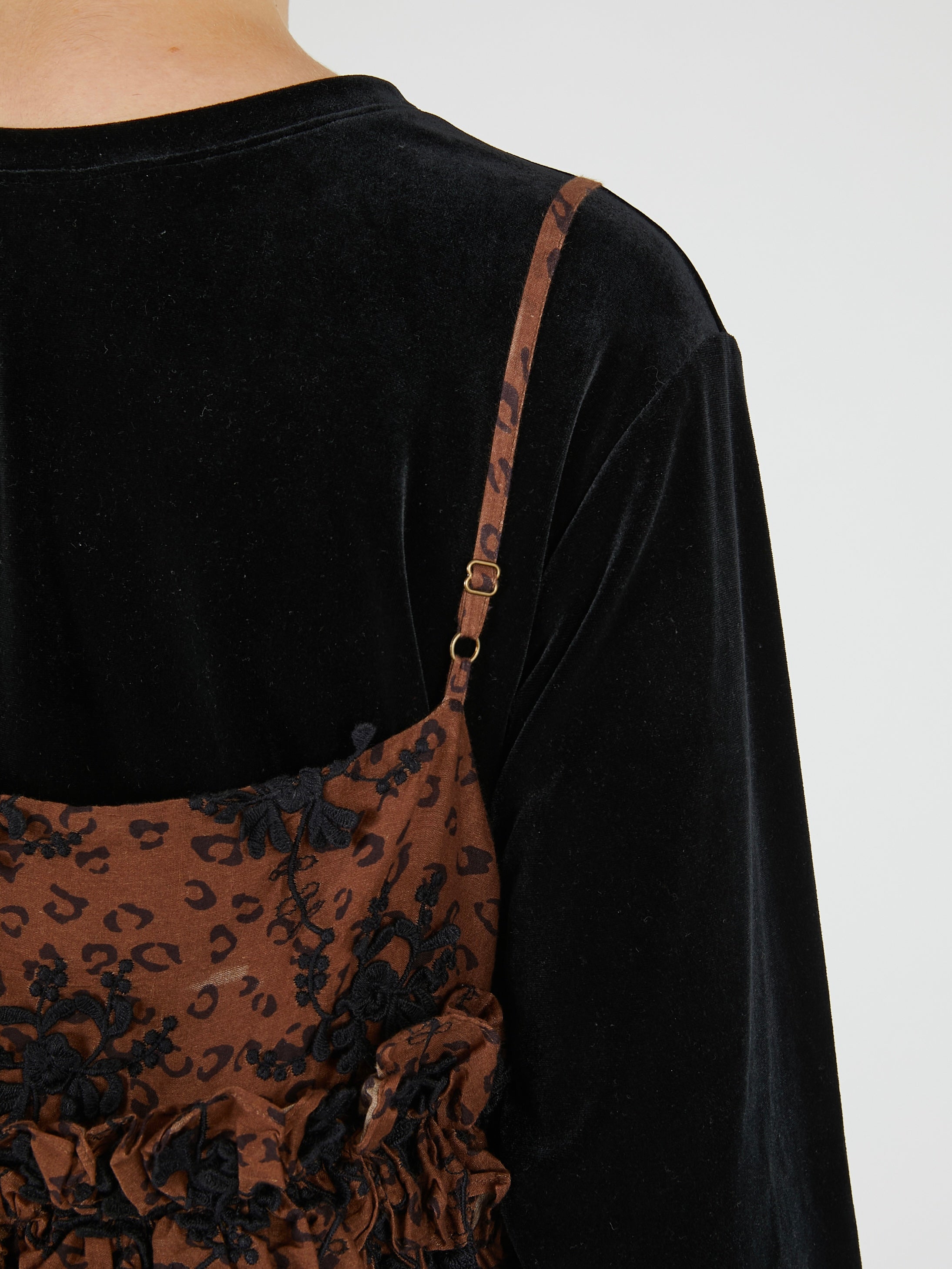 3D embroidery leopard cami|BROWN