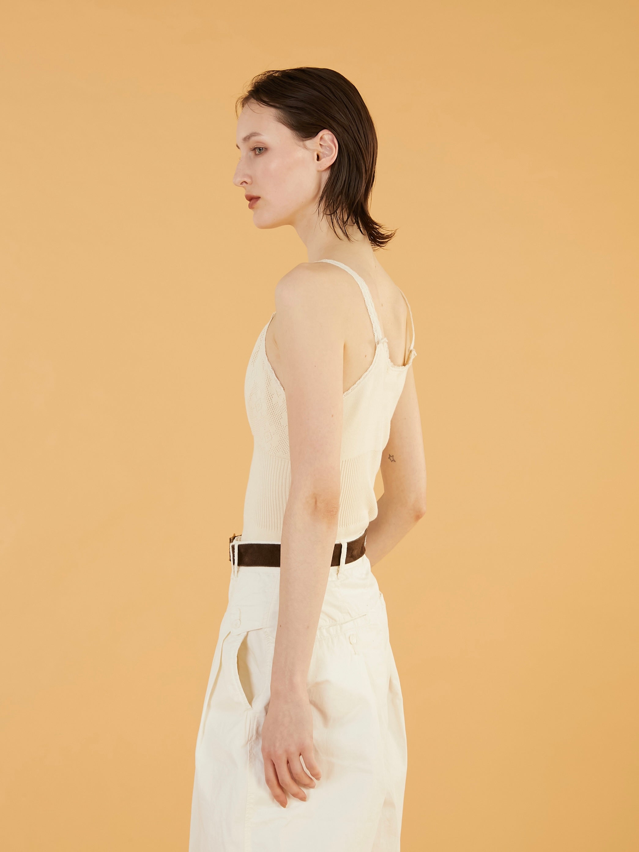 flower jacquard knit camisole|IVORY