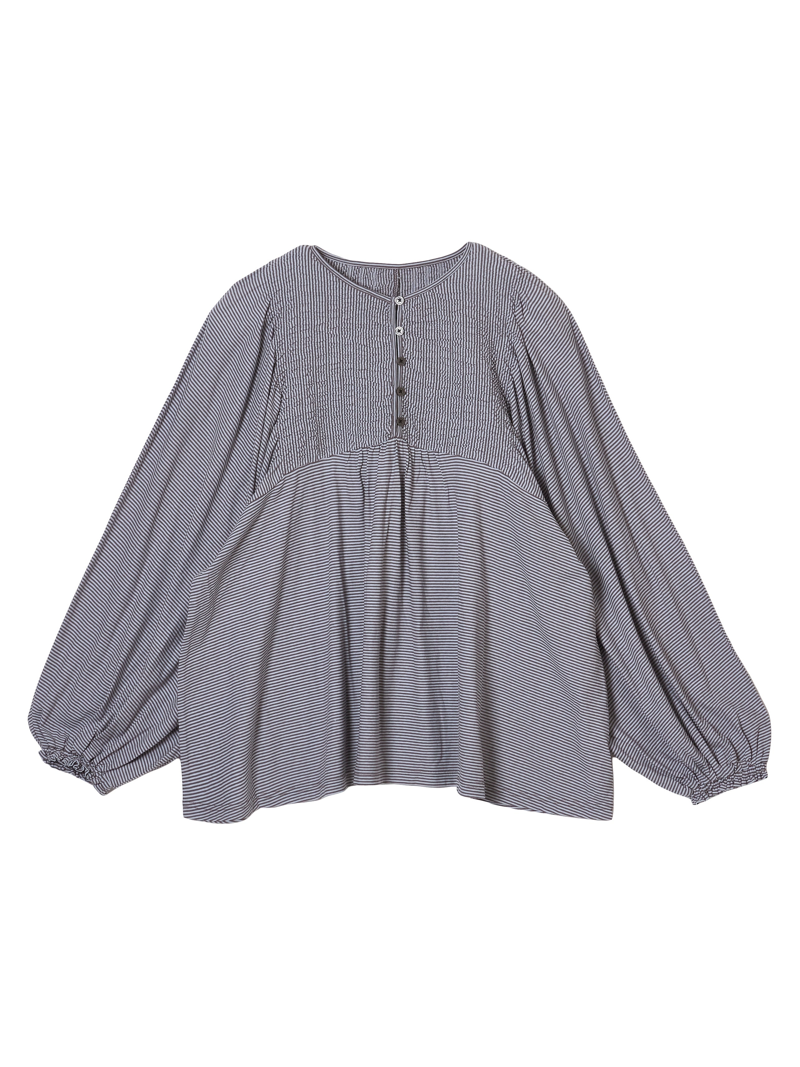 shirring border pullover|BLACK