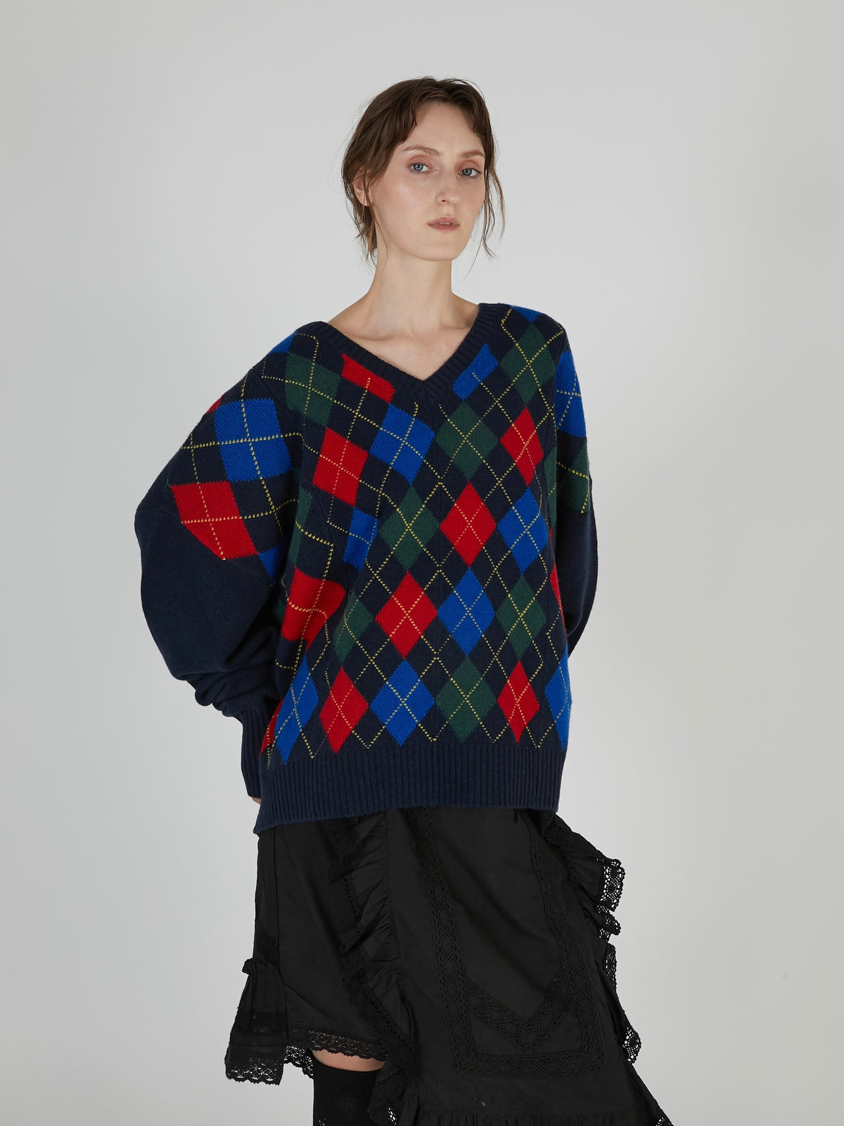 【griguri】argyle big knit|MULTI