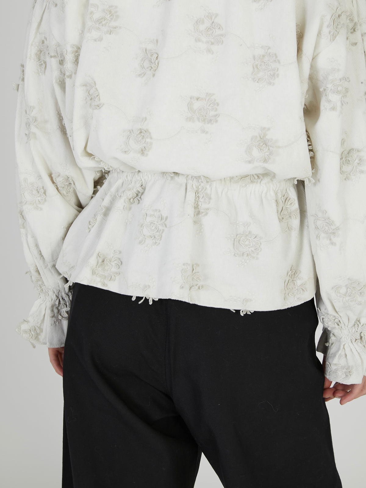 3D embroidery corduroy blouson|WHITE