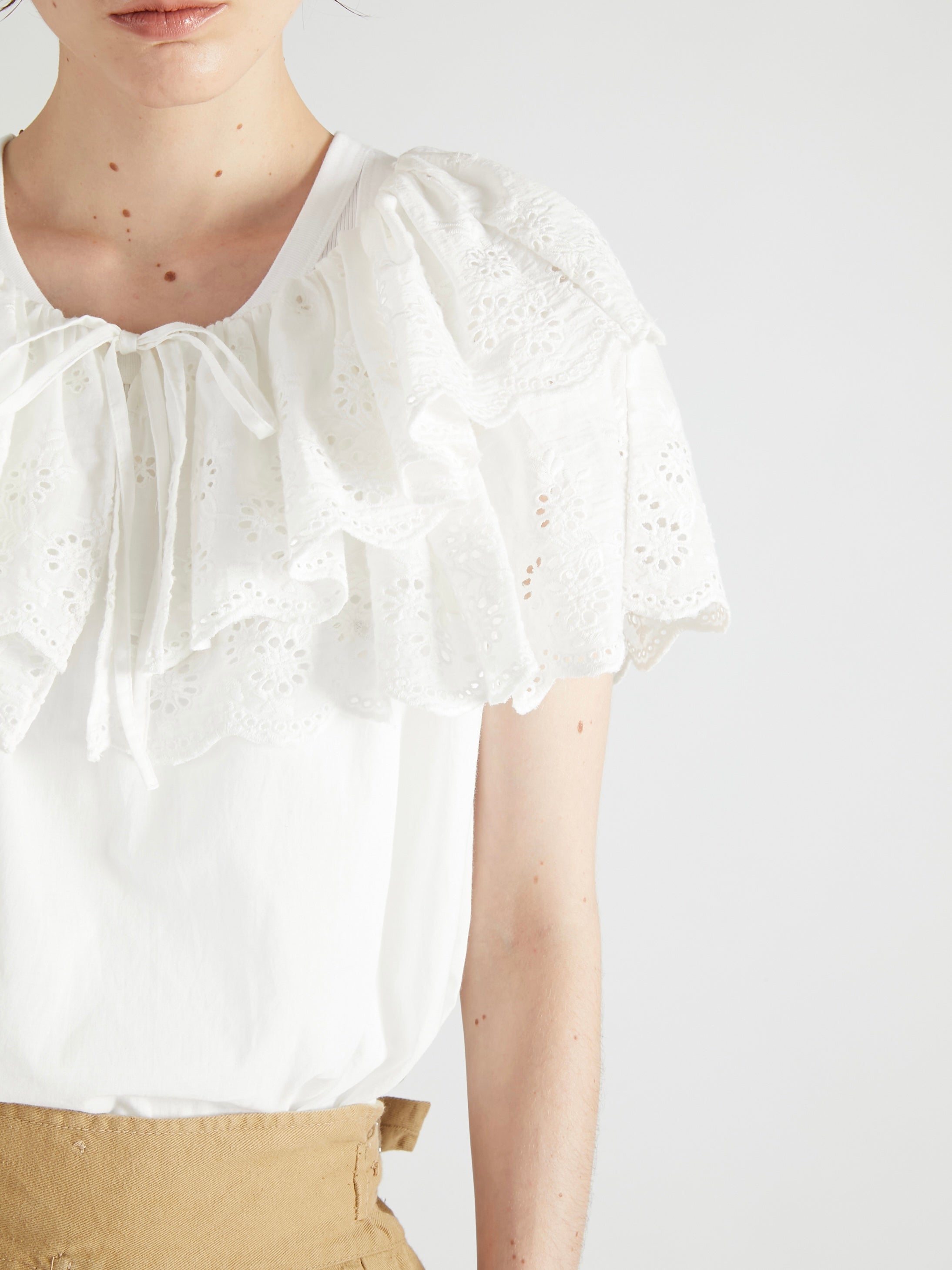 cutwork embroidery blouse | WHITE