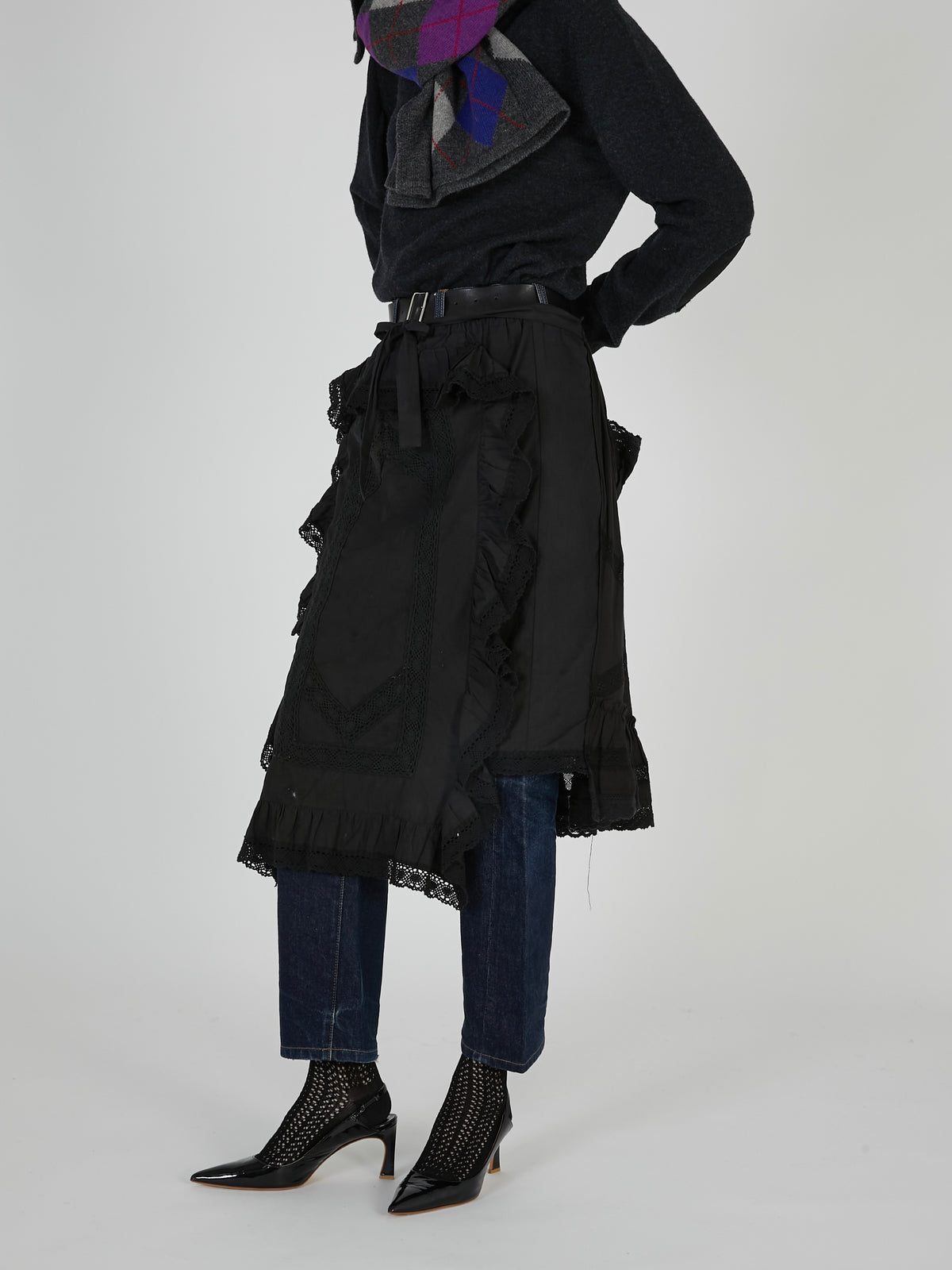 rebuild apron skirt|BLACK