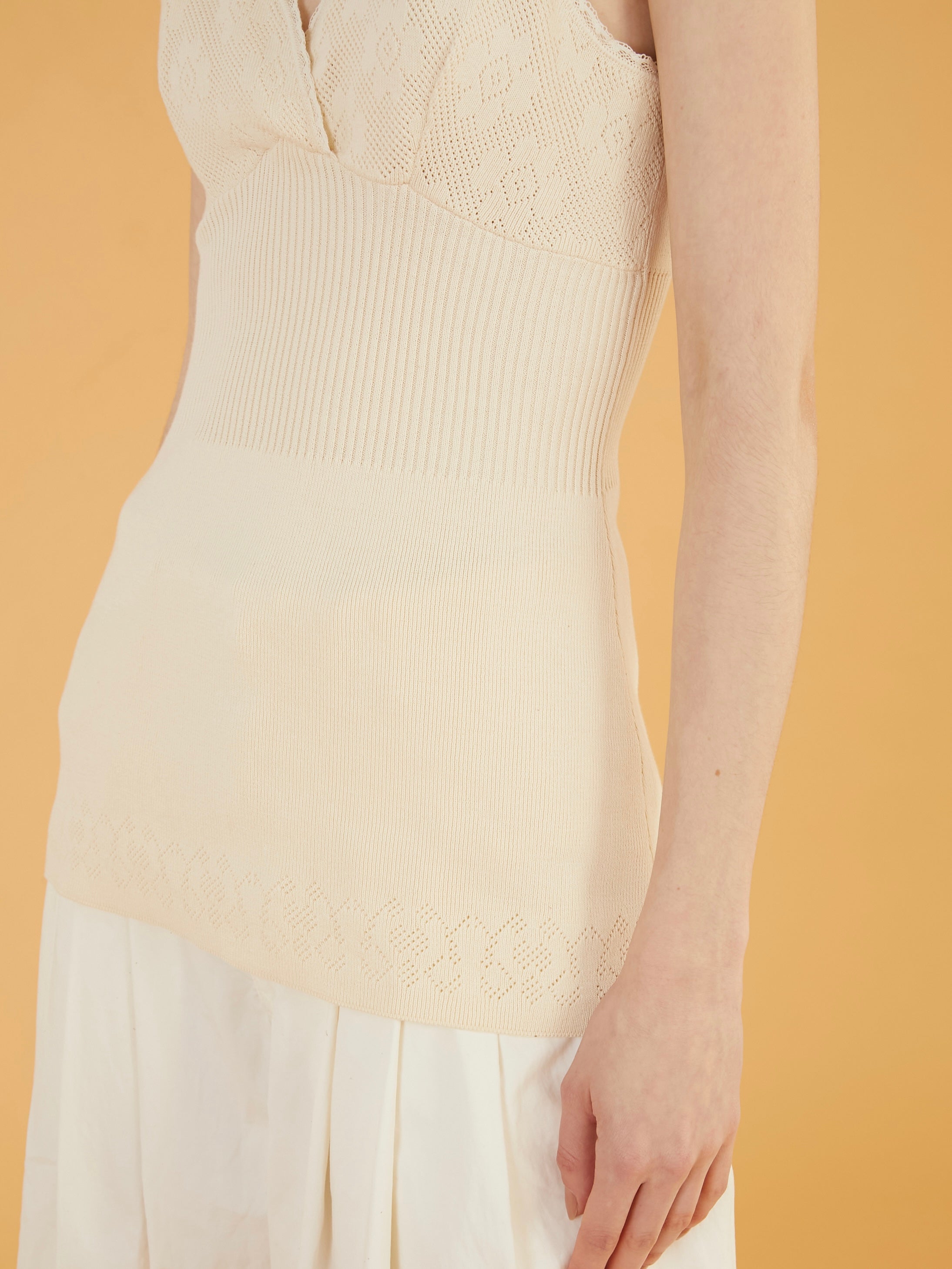 flower jacquard knit camisole|IVORY