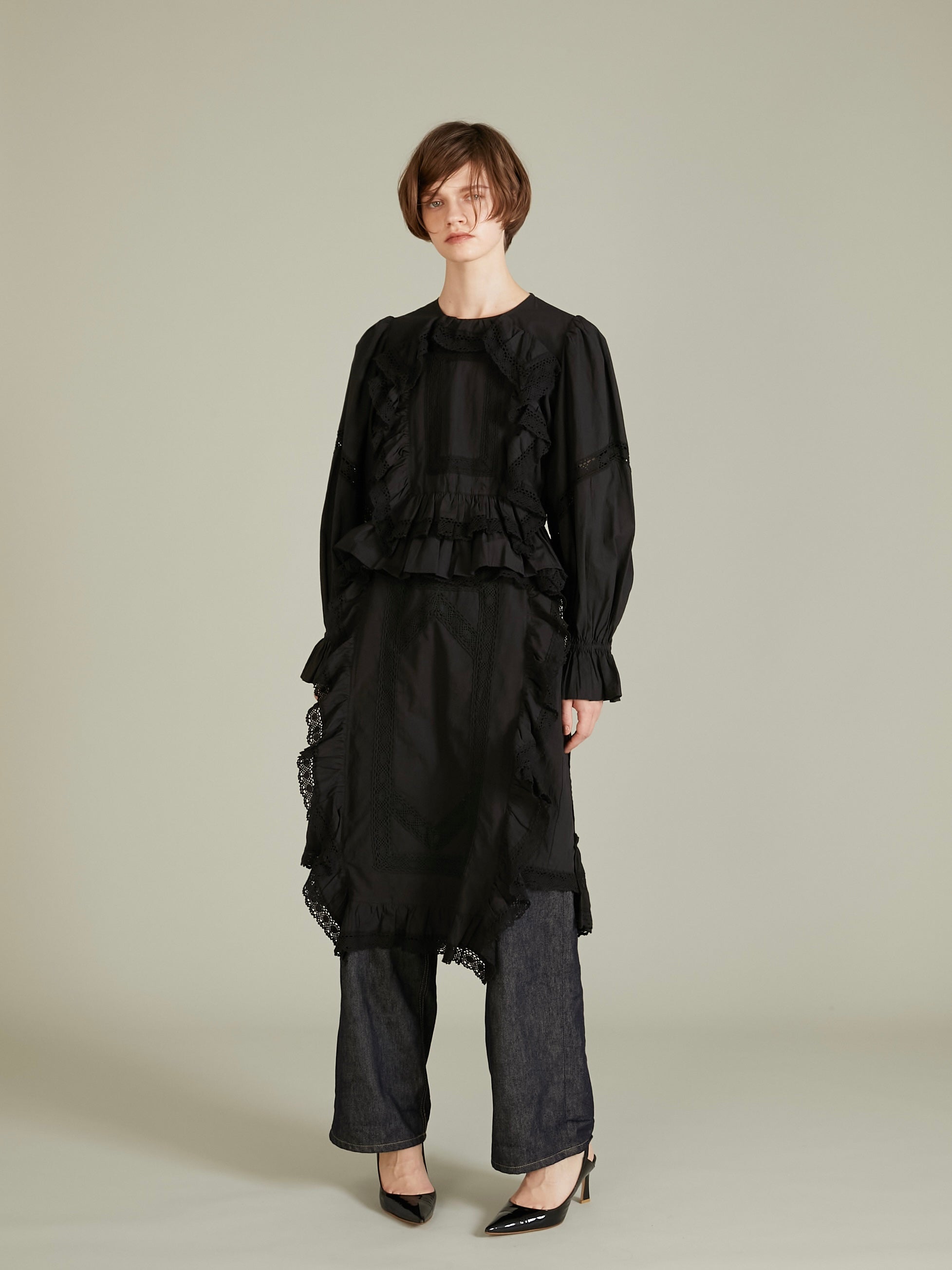 rebuild apron skirt|BLACK