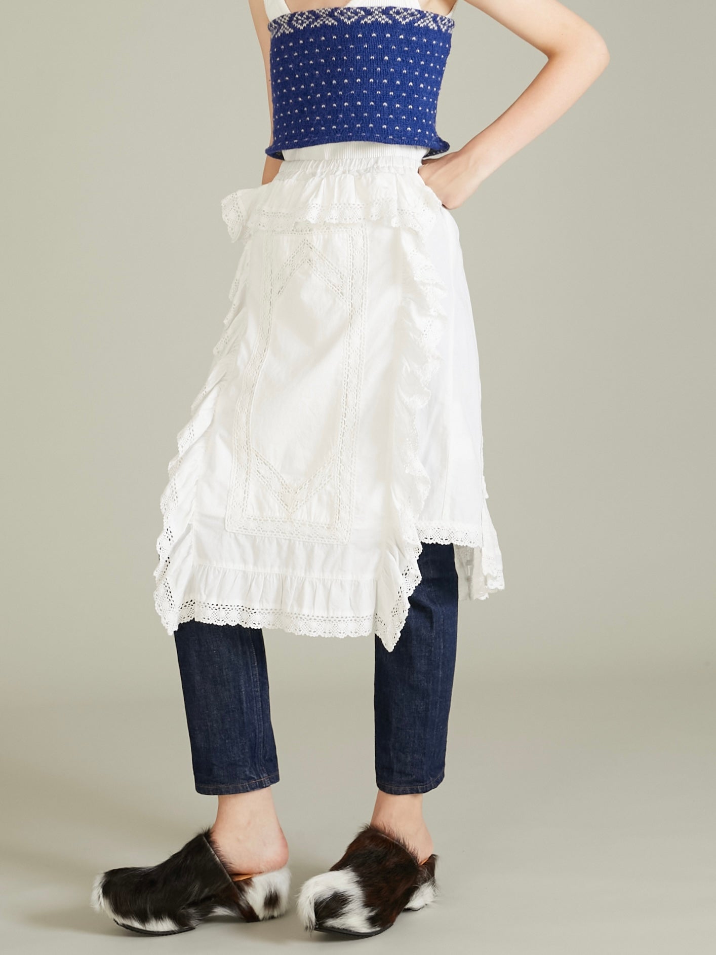 rebuild apron skirt|WHITE