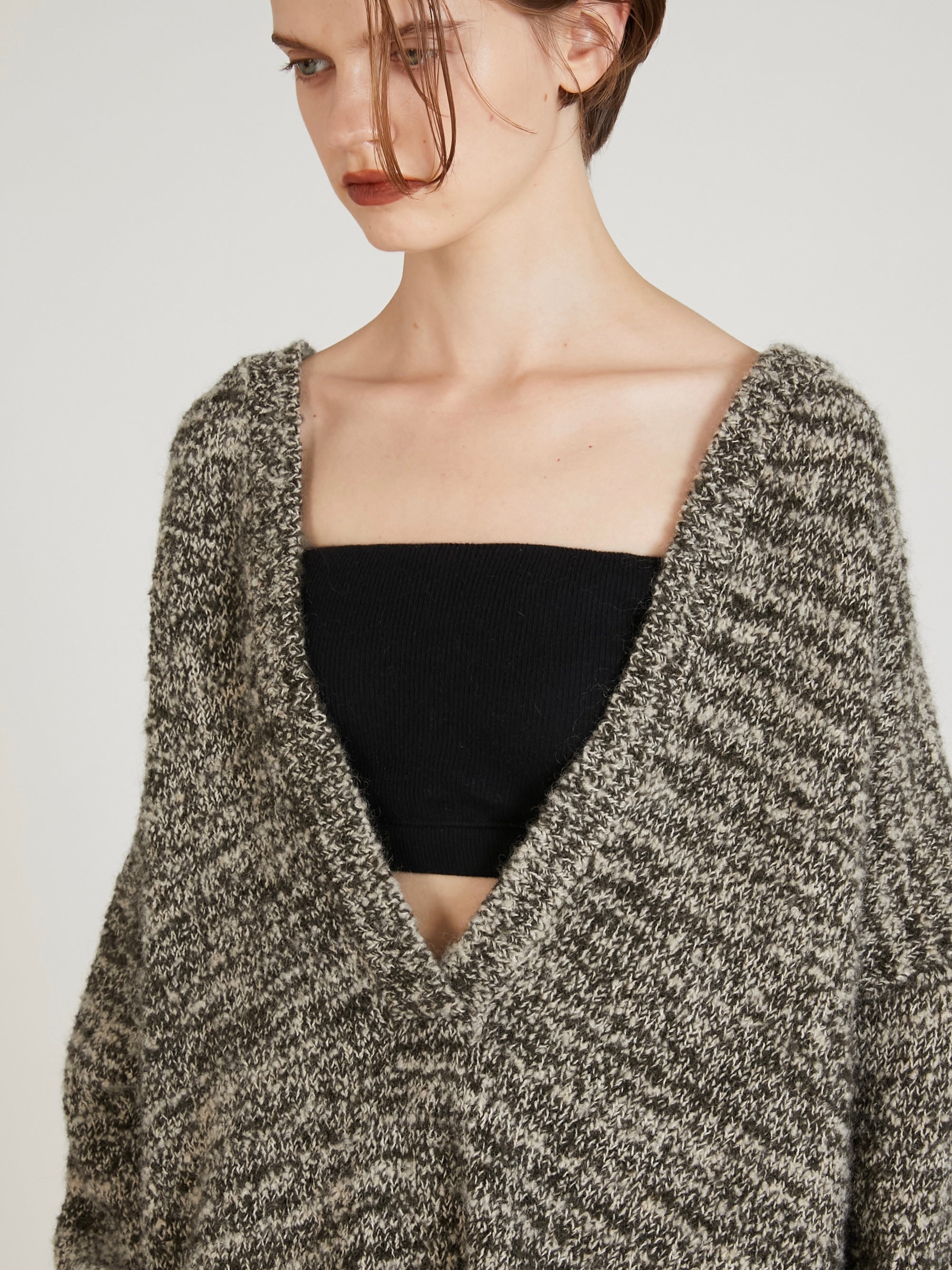 mohair mix pullover knit|GRAY