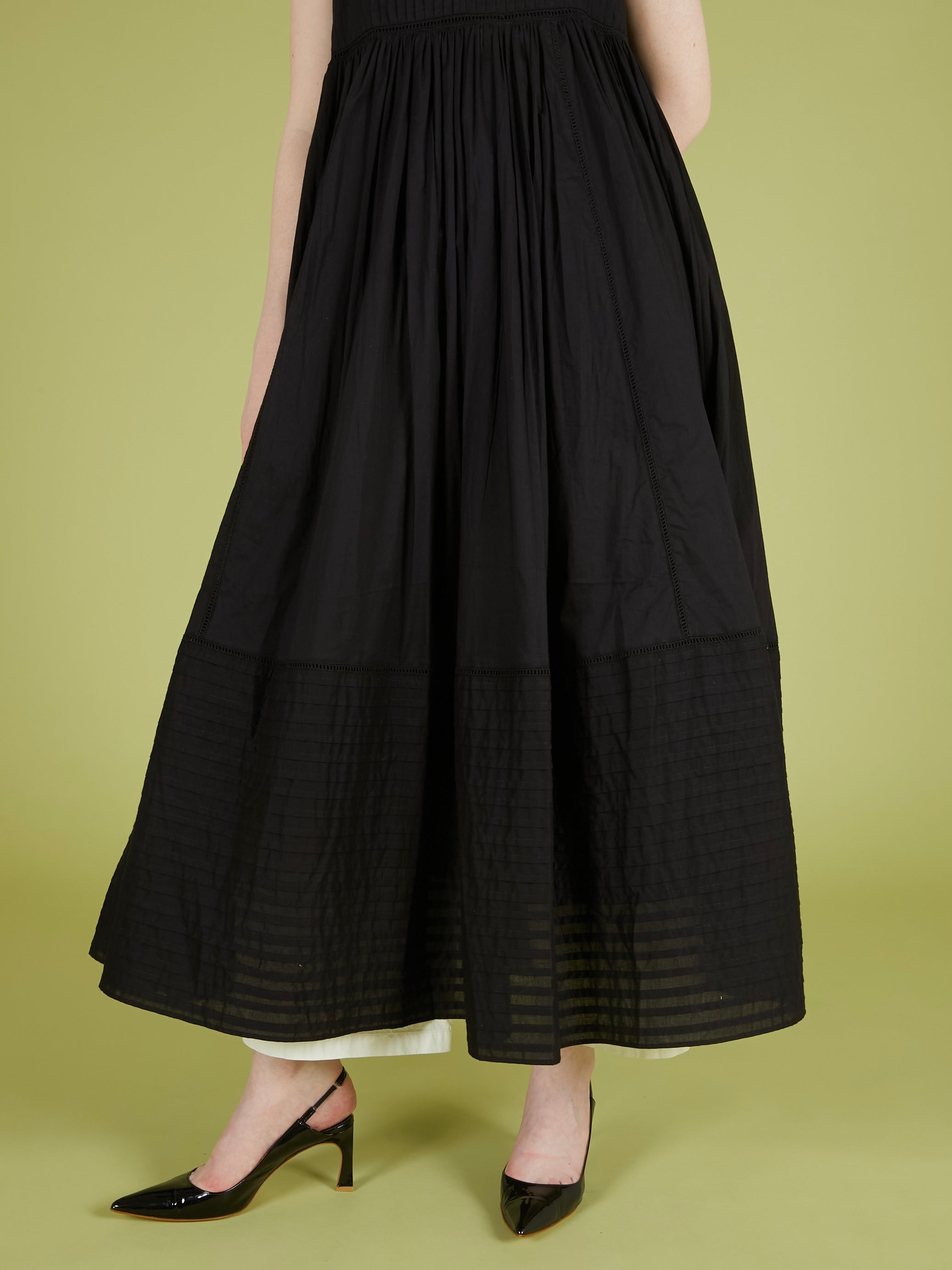 pintuck lace cami onepiece|BLACK