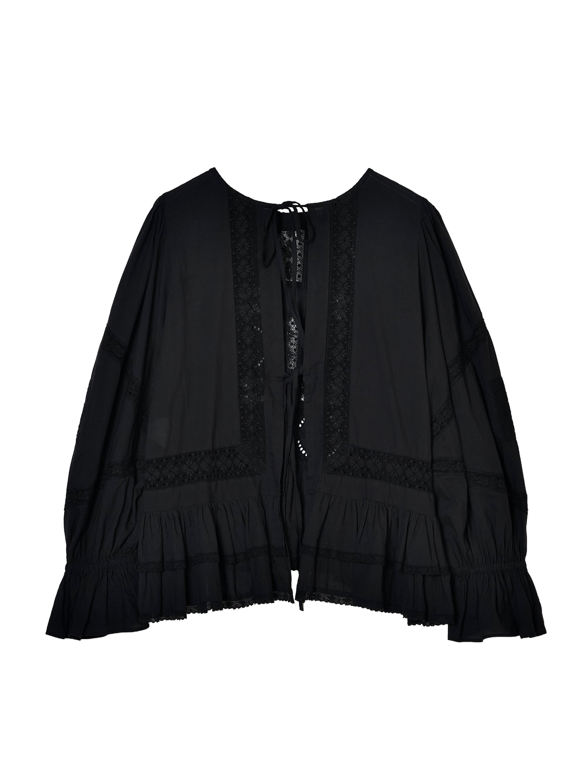 【SECRET SALE】front tapestry 2way sheer bolero|BLACK