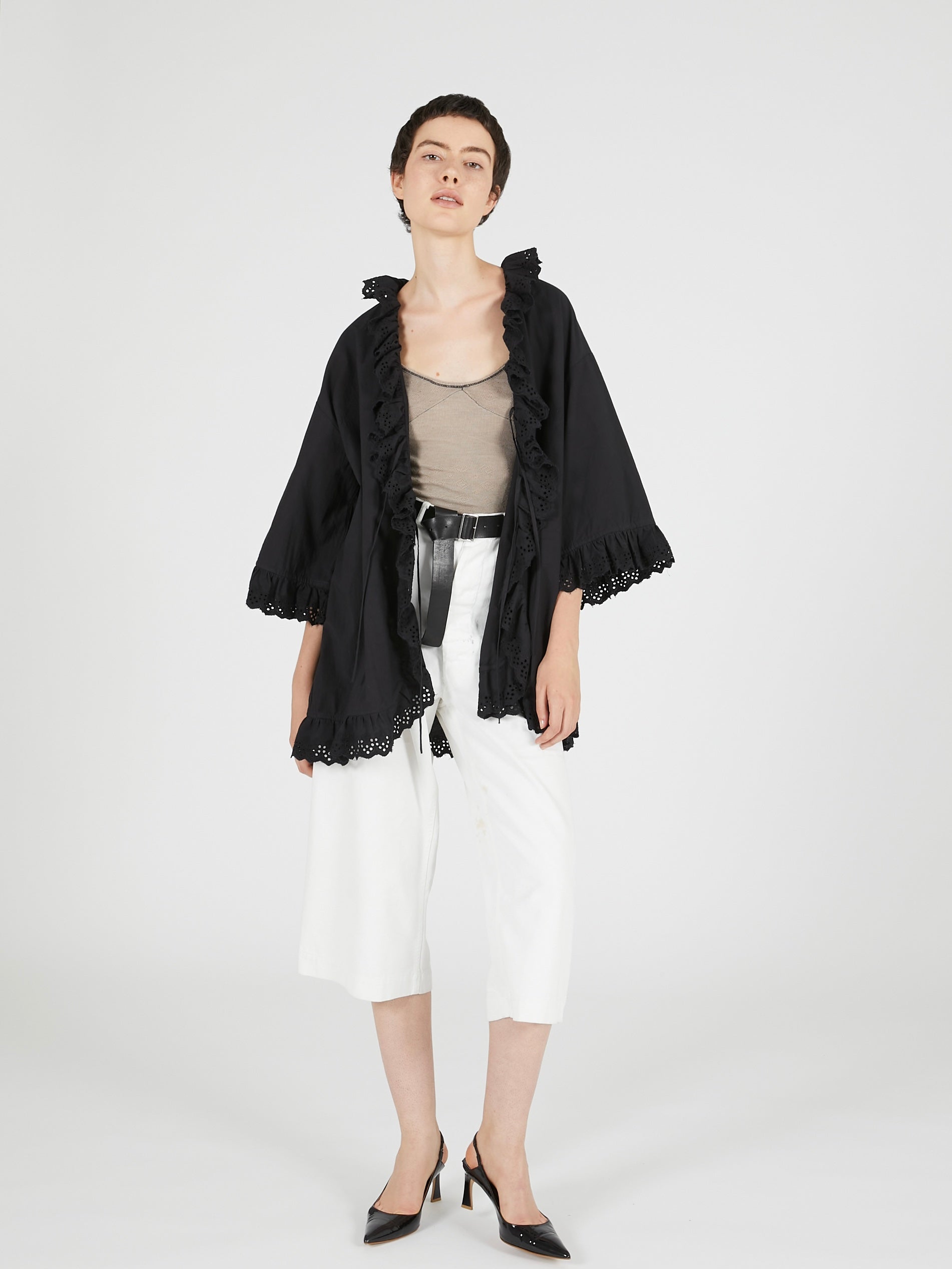 frill gawn blouse|BLACK