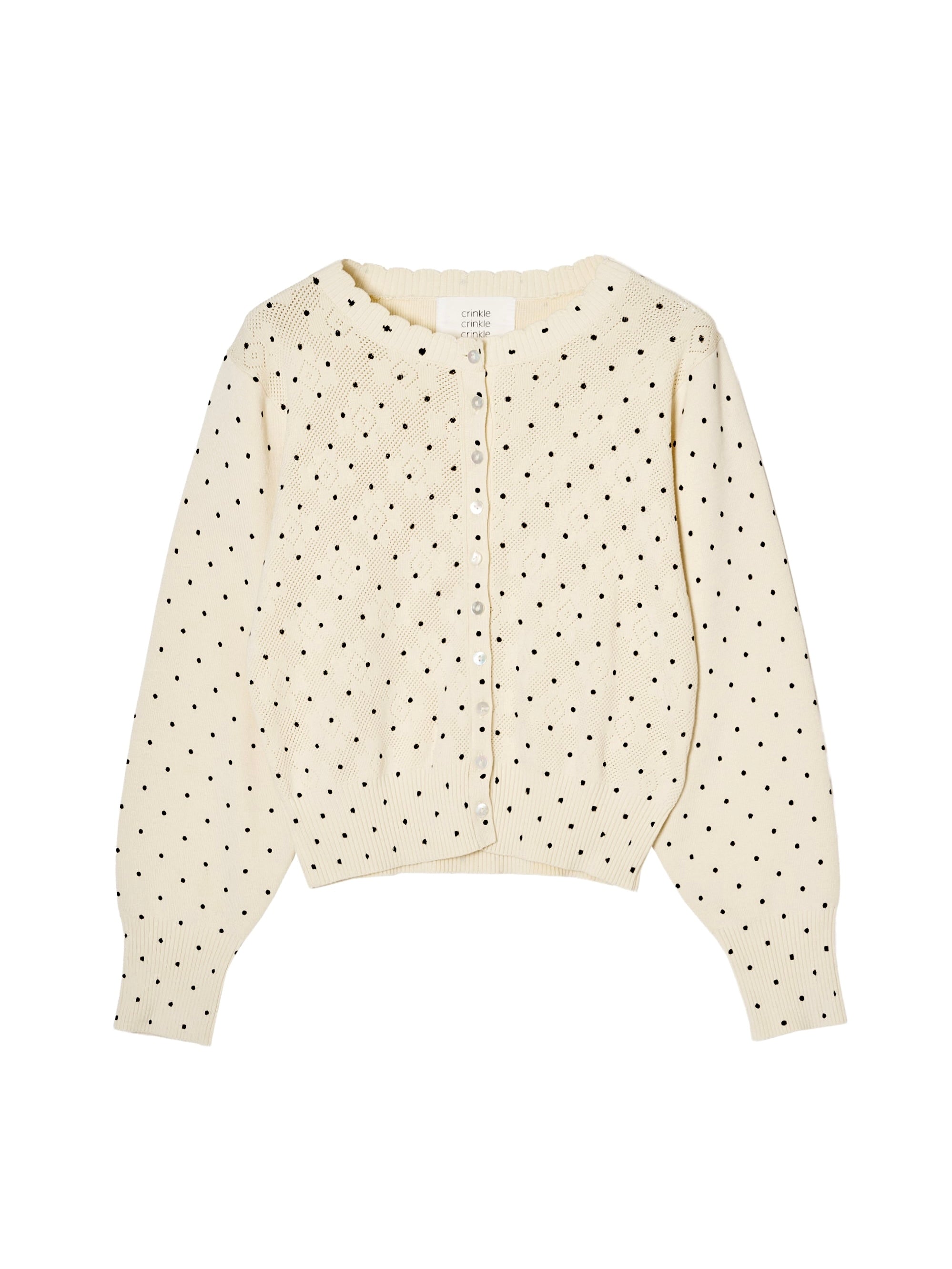 flower Jacquard dot cardigan|IVORY