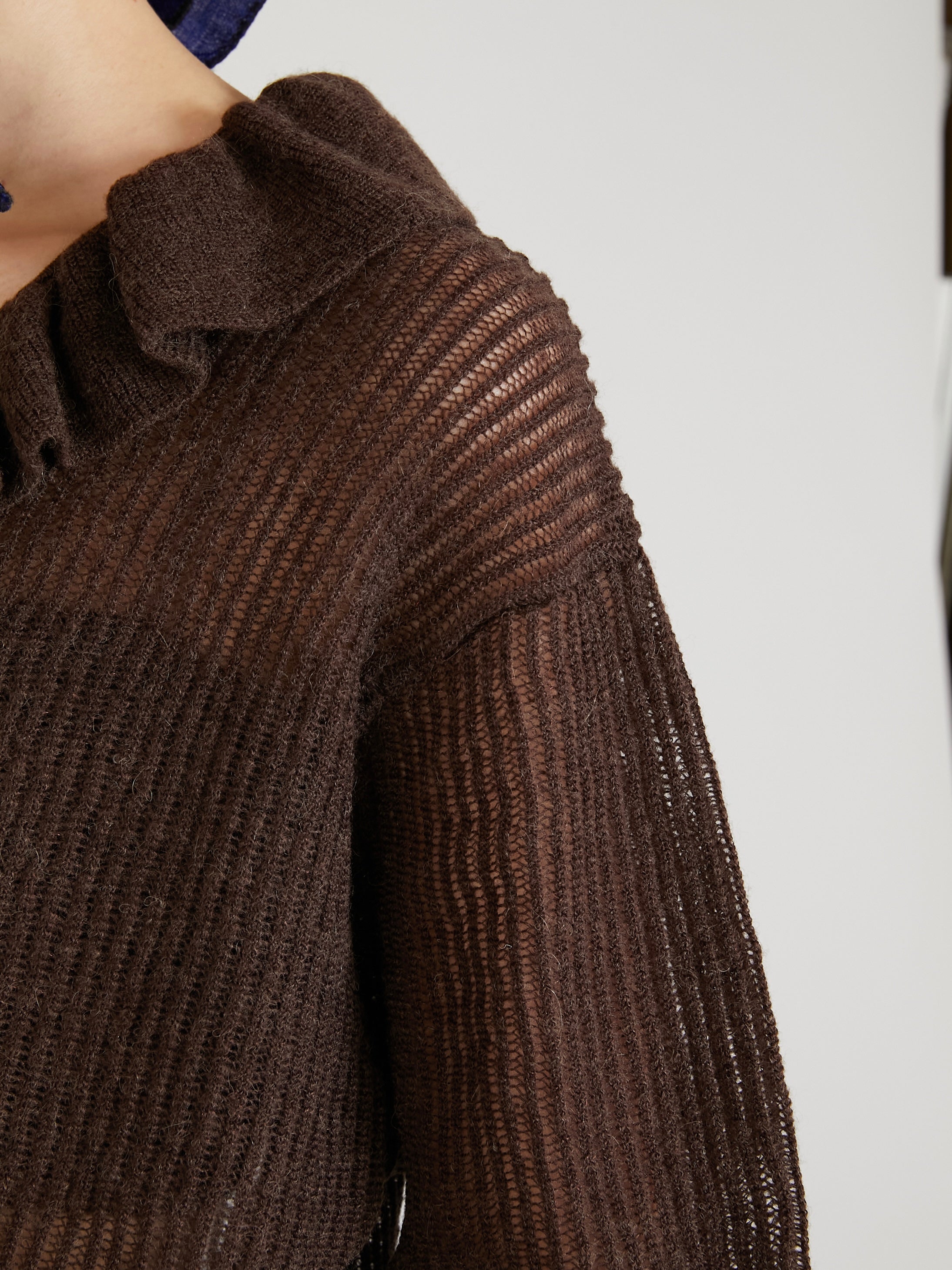 raffule frill cardigan|BROWN