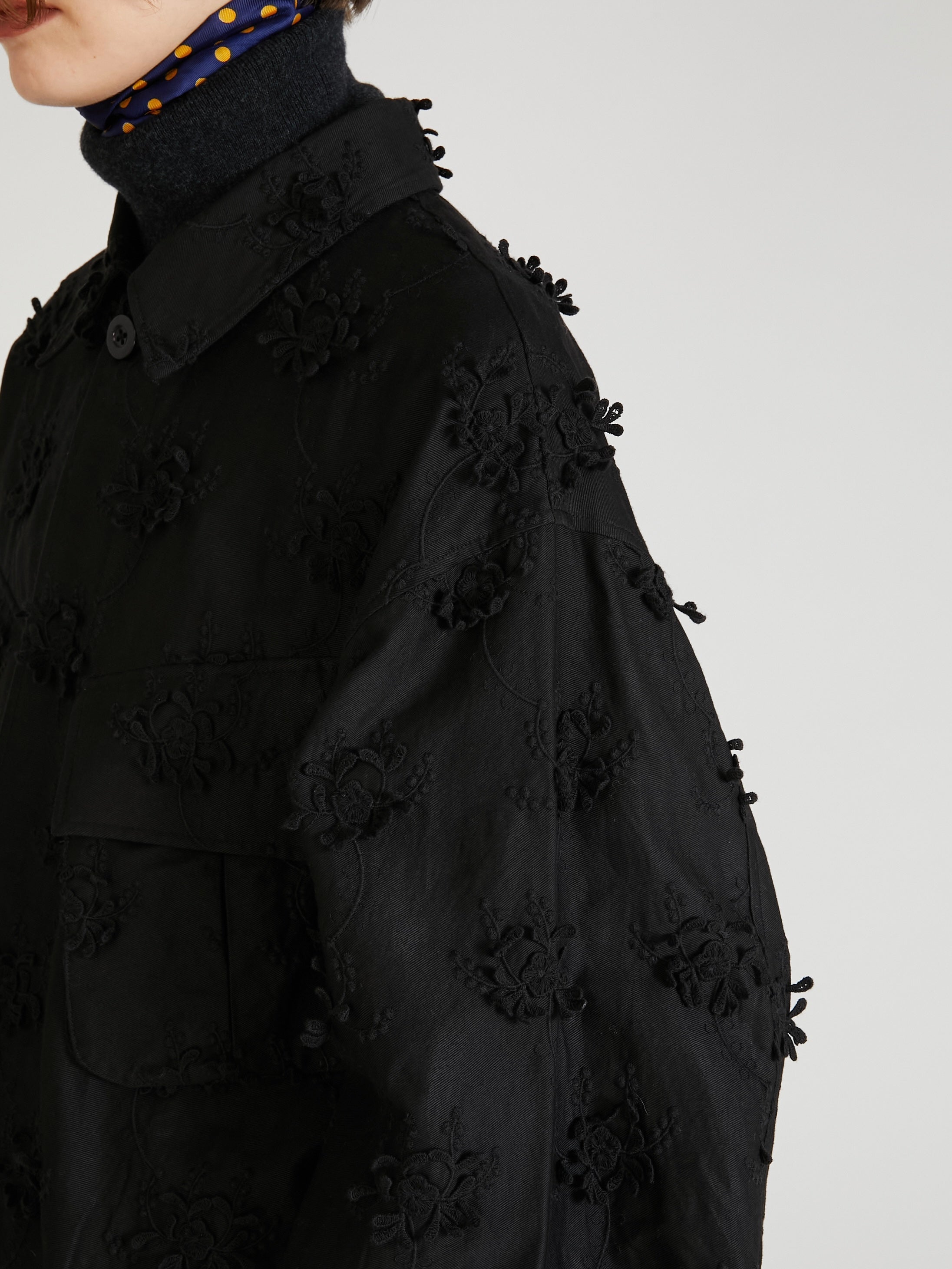 3D embroidery military shirt|BLACK