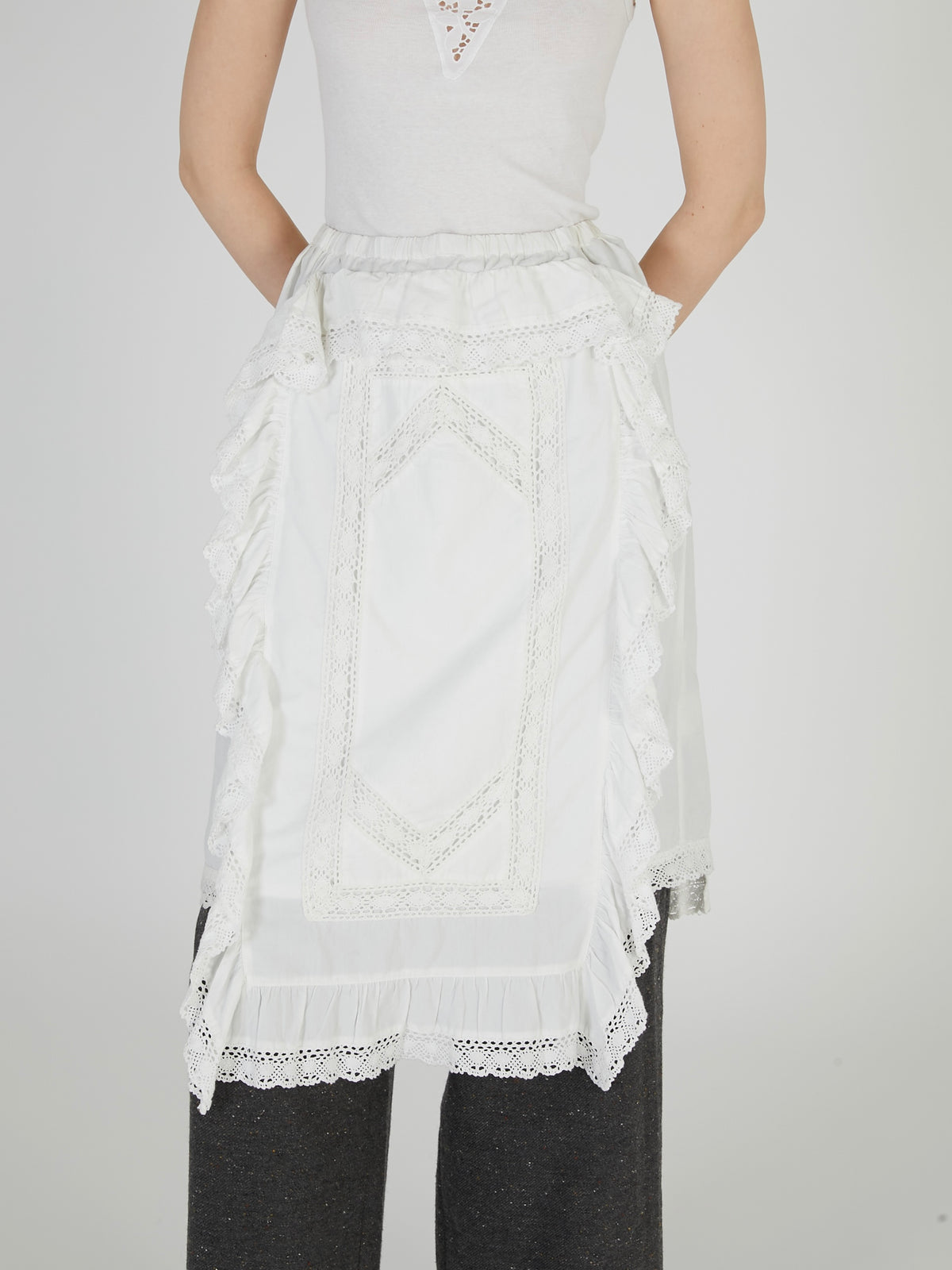 rebuild apron skirt|WHITE