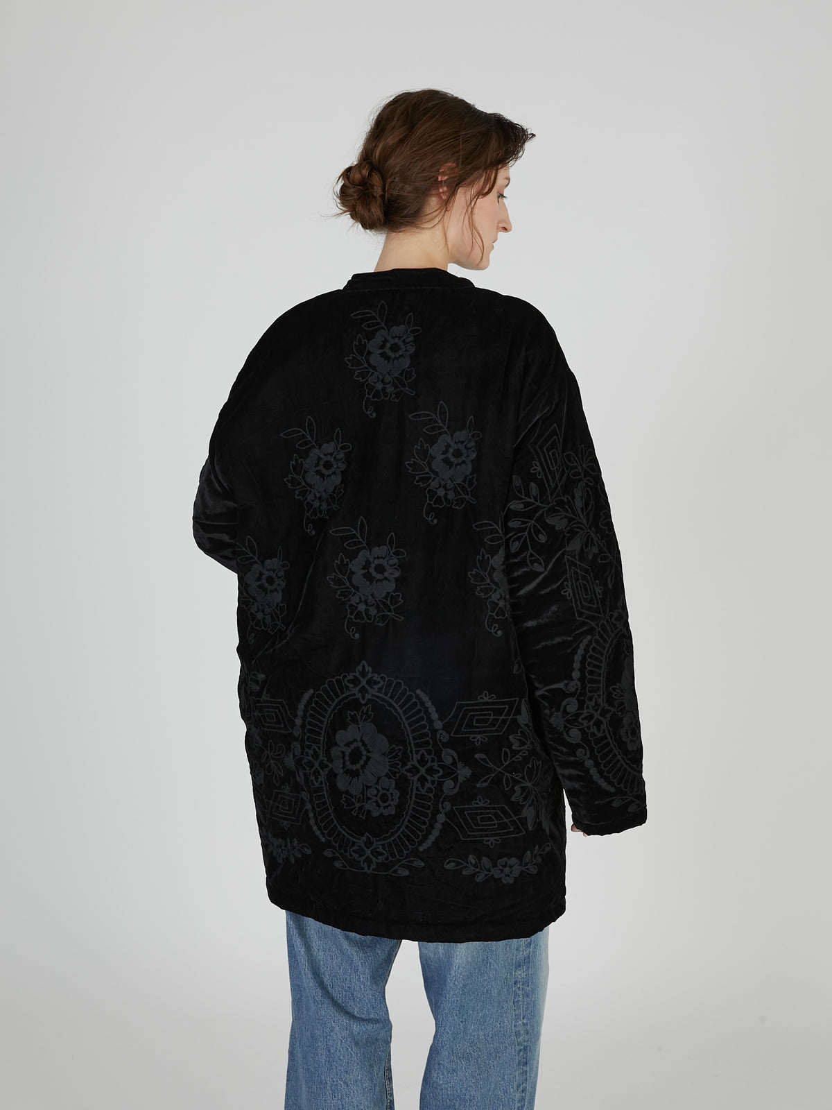 tape embroidery velvet bluson|BLACK