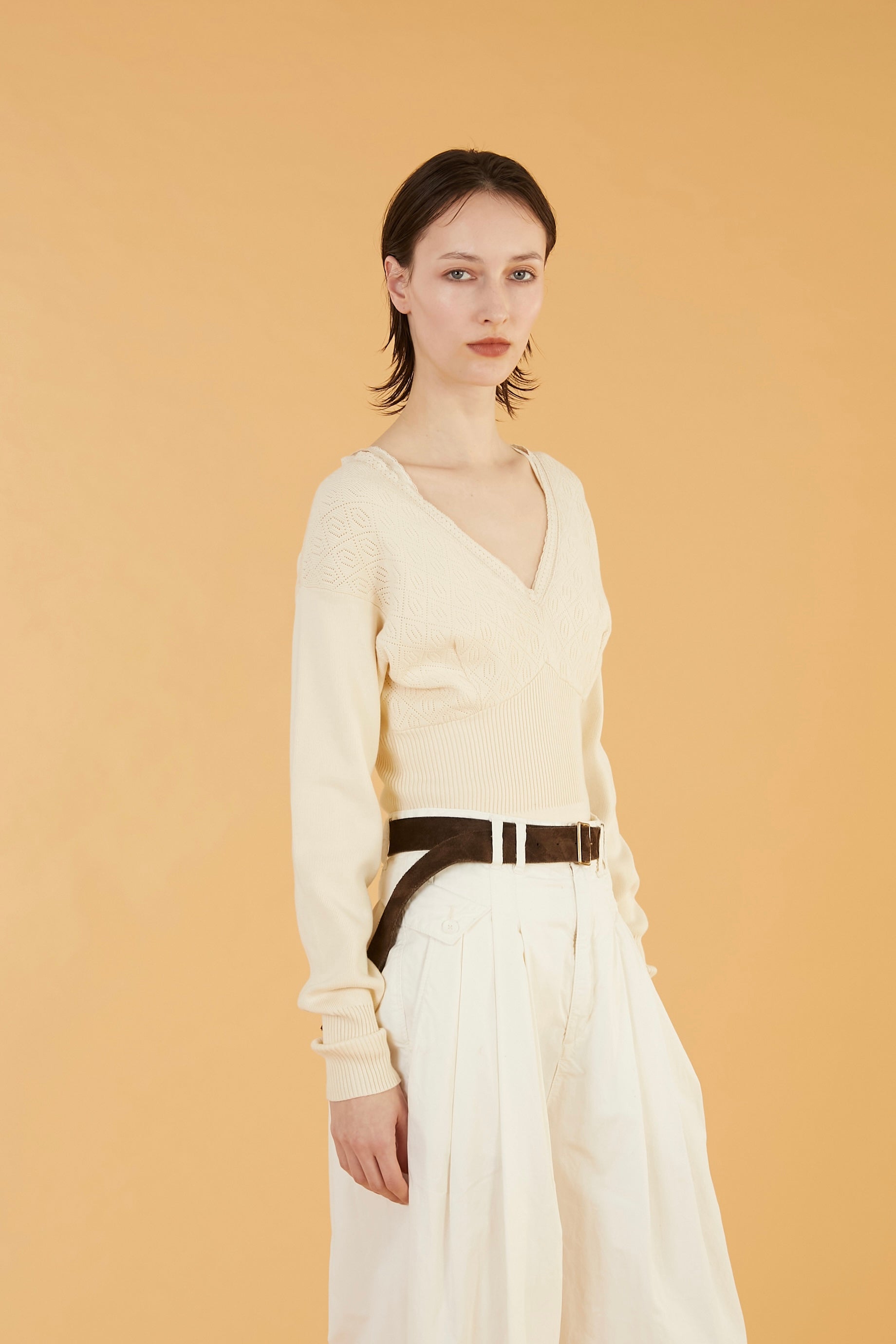 geometric jacquard knit|IVORY