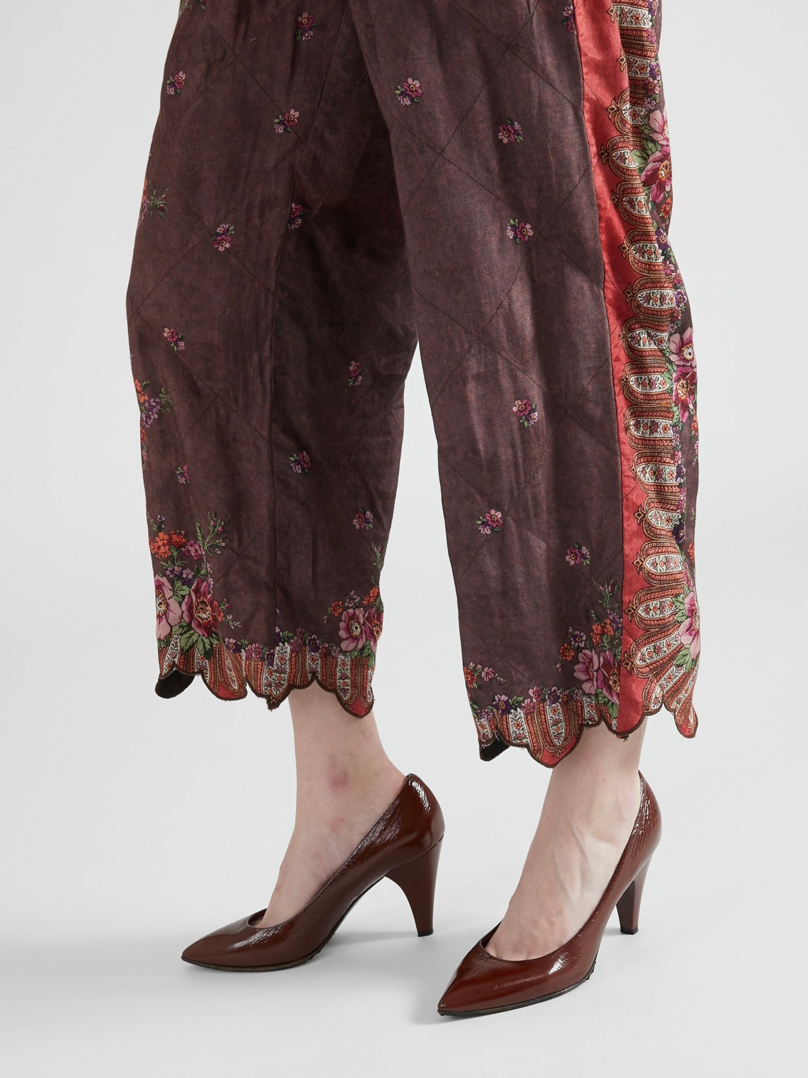 pattern quilt pants|RED