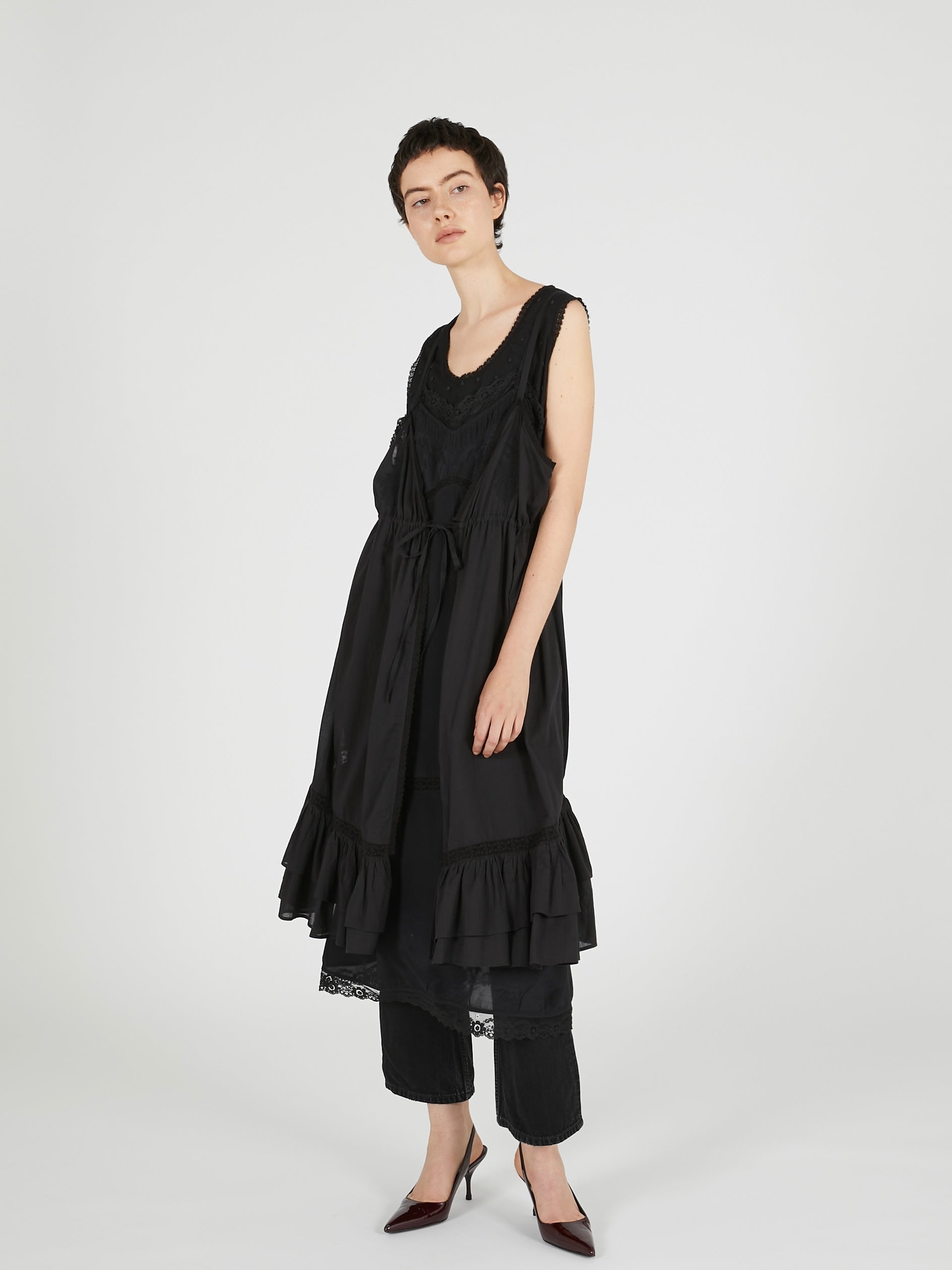 dot cami layer onepiece|BLACK