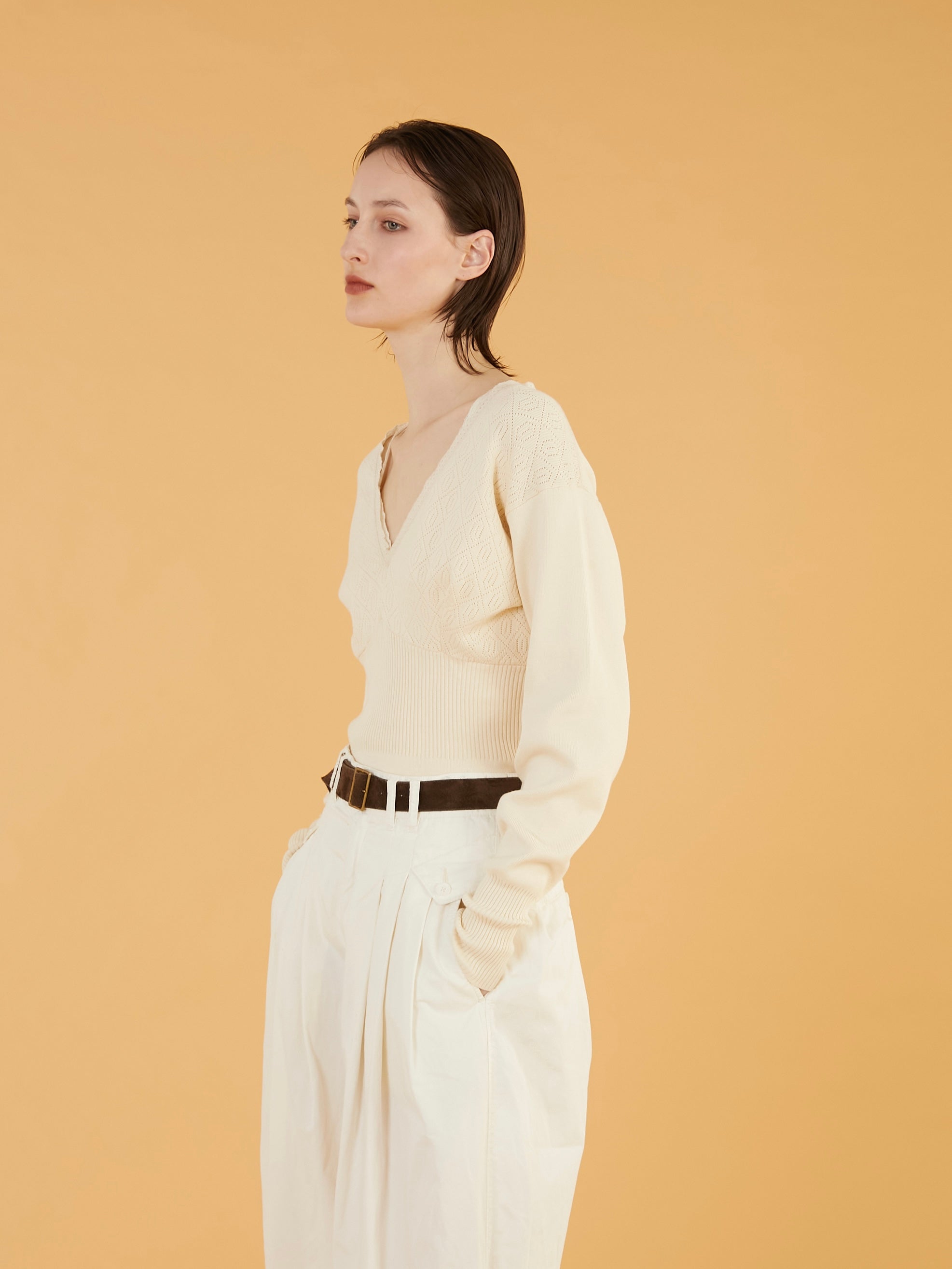 geometric jacquard knit|IVORY