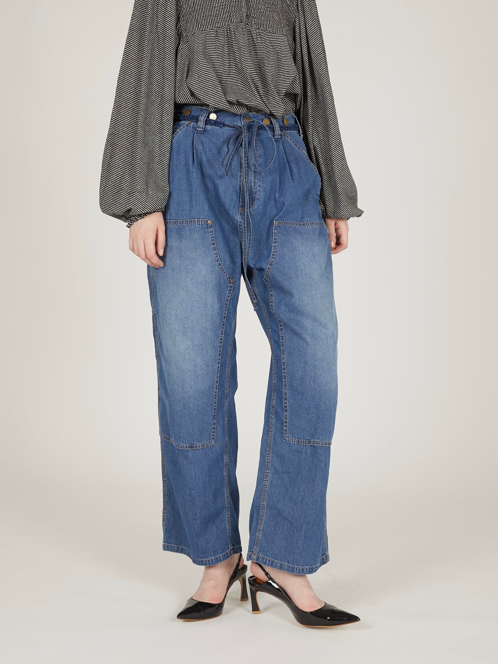 double knee denim|BLUE