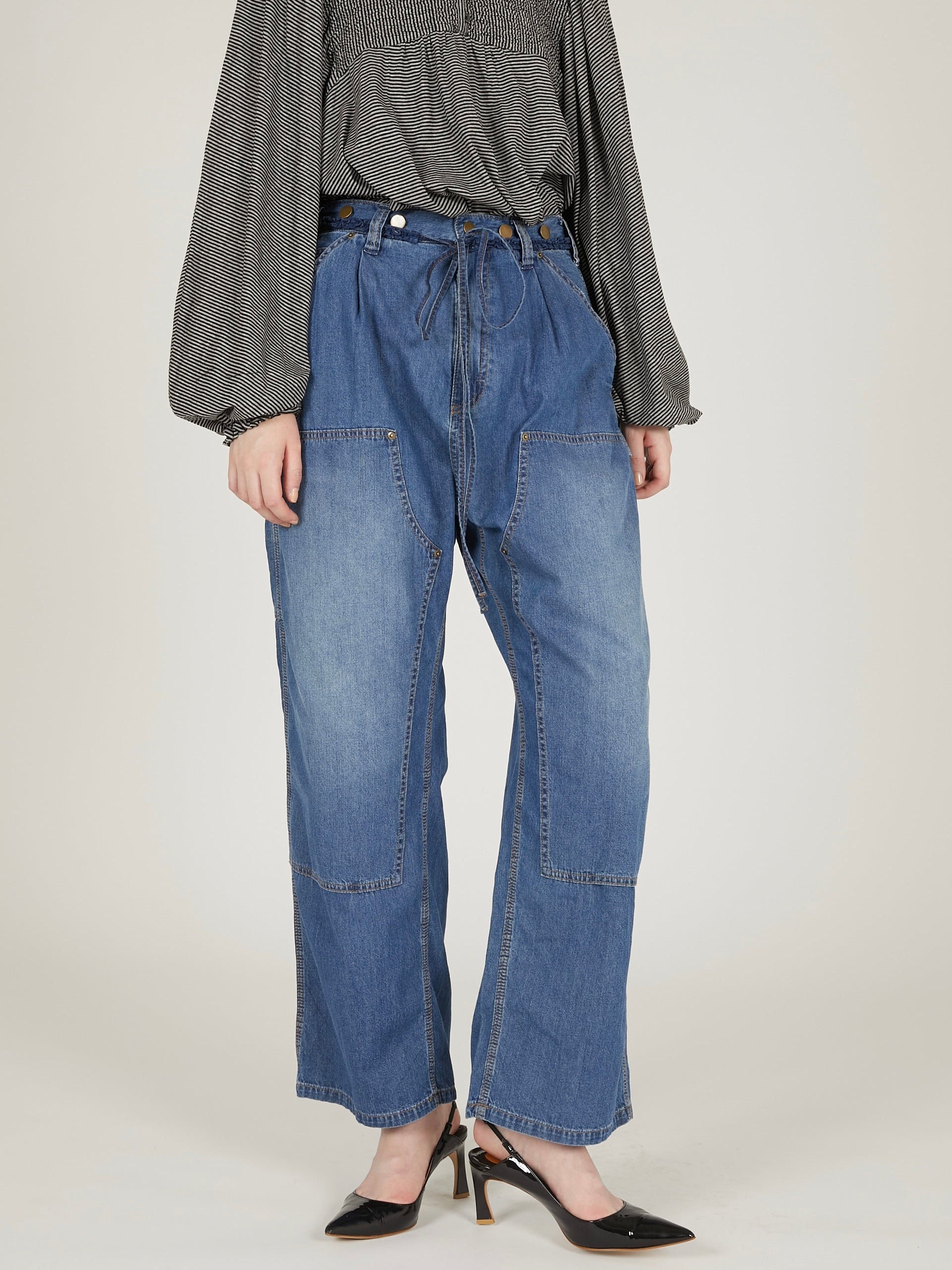 double knee denim|BLUE