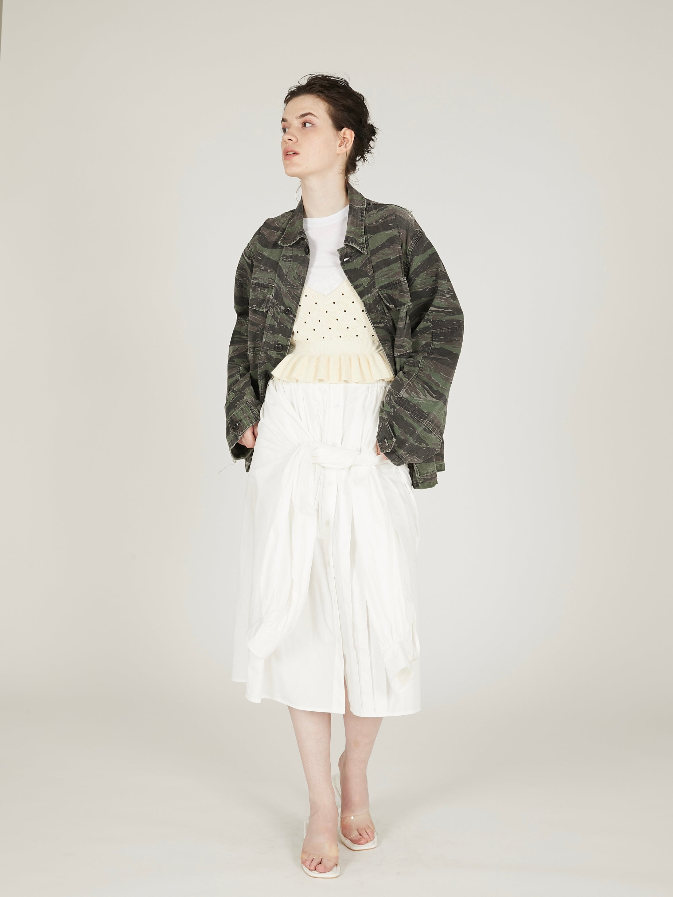 flower Jacquard dot camisole|IVORY