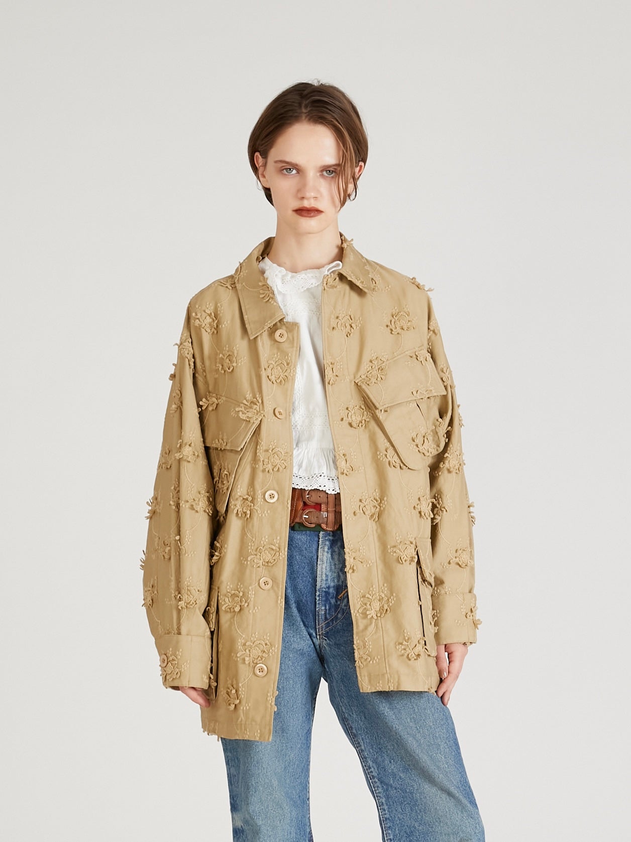 3D embroidery military shirt|BLACK