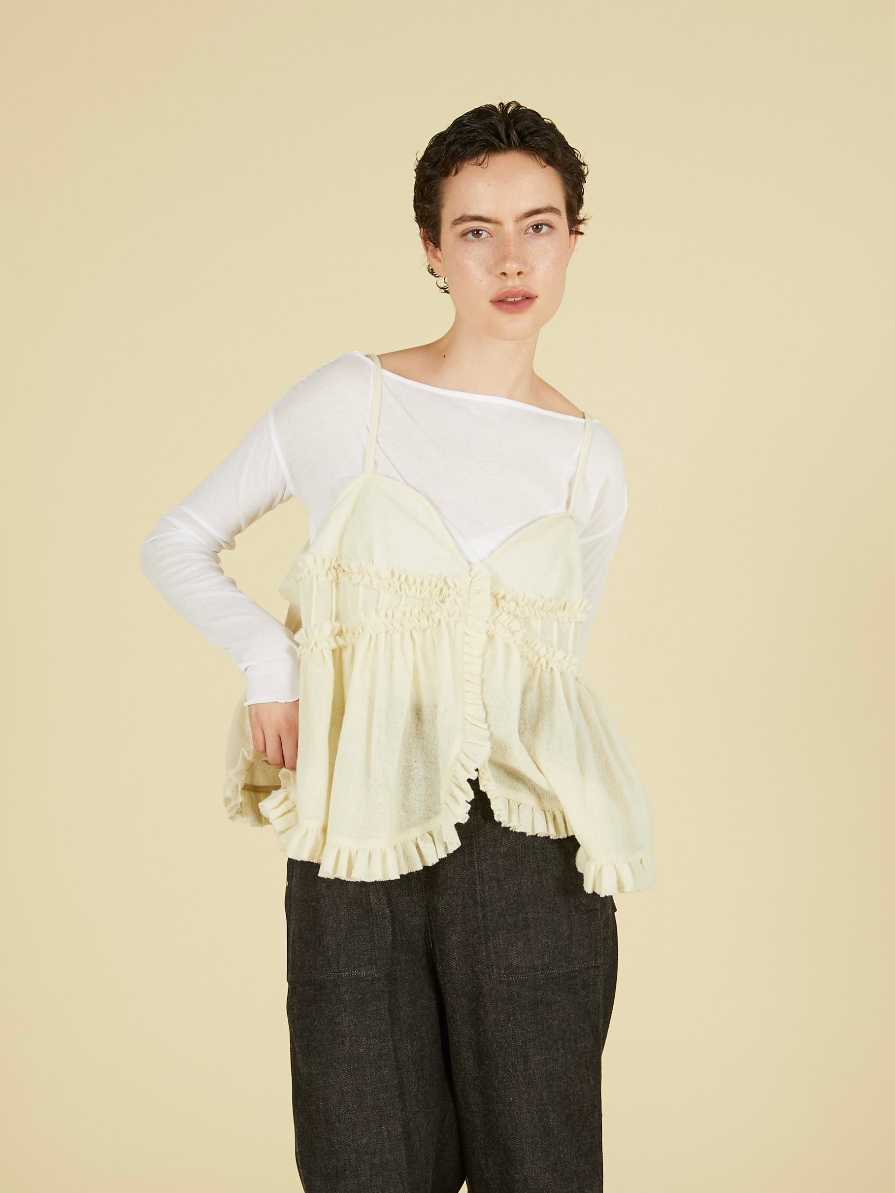 frill monster cami|IVORY