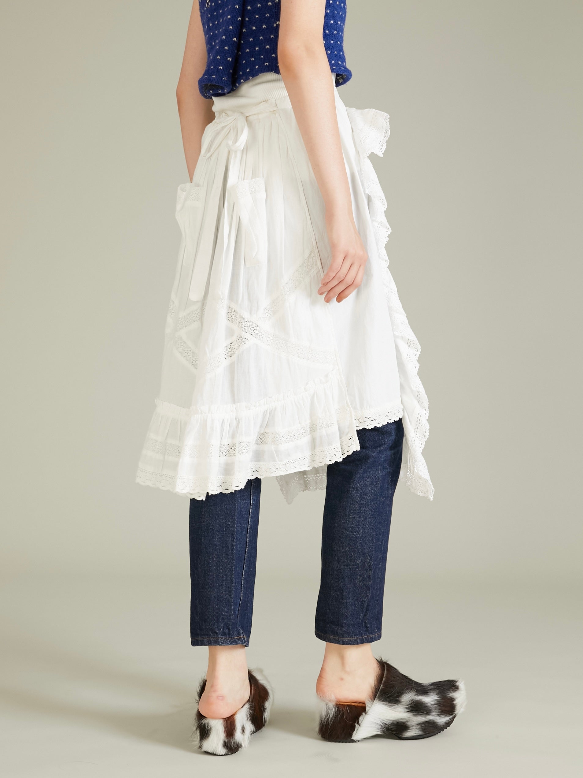 rebuild apron skirt|WHITE