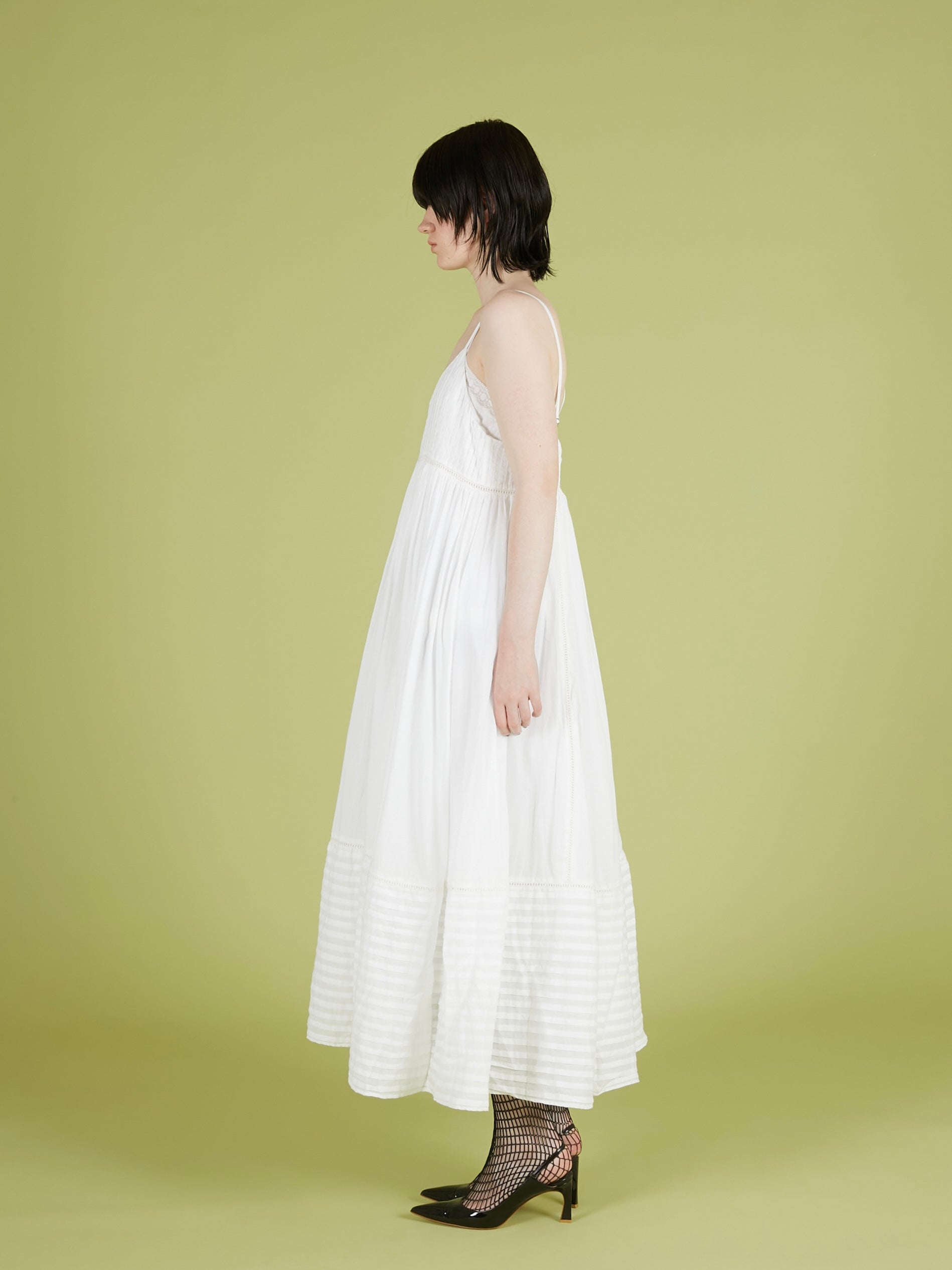 pintuck lace cami onepiece|WHITE