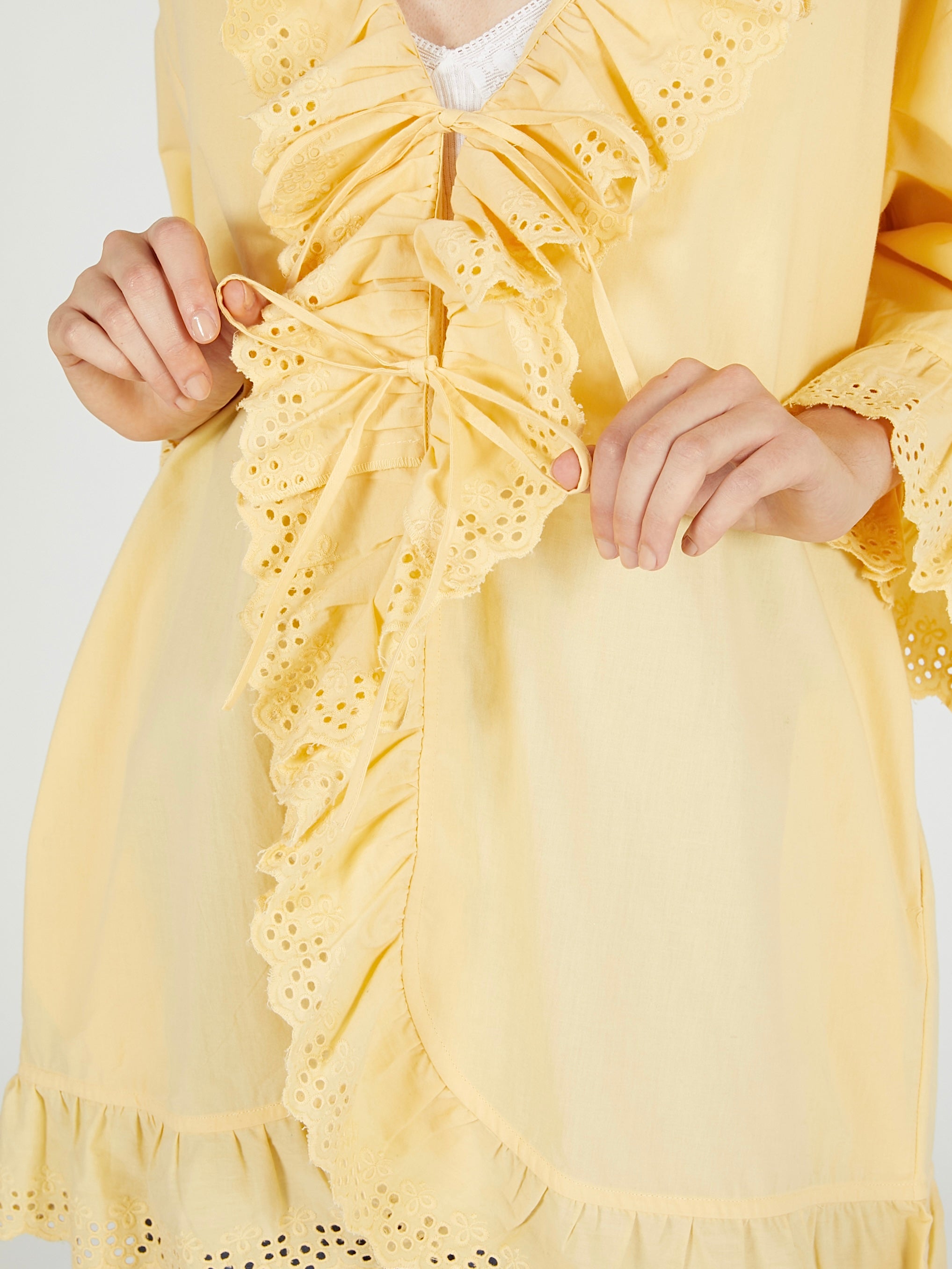 frill gawn blouse|BEIGE