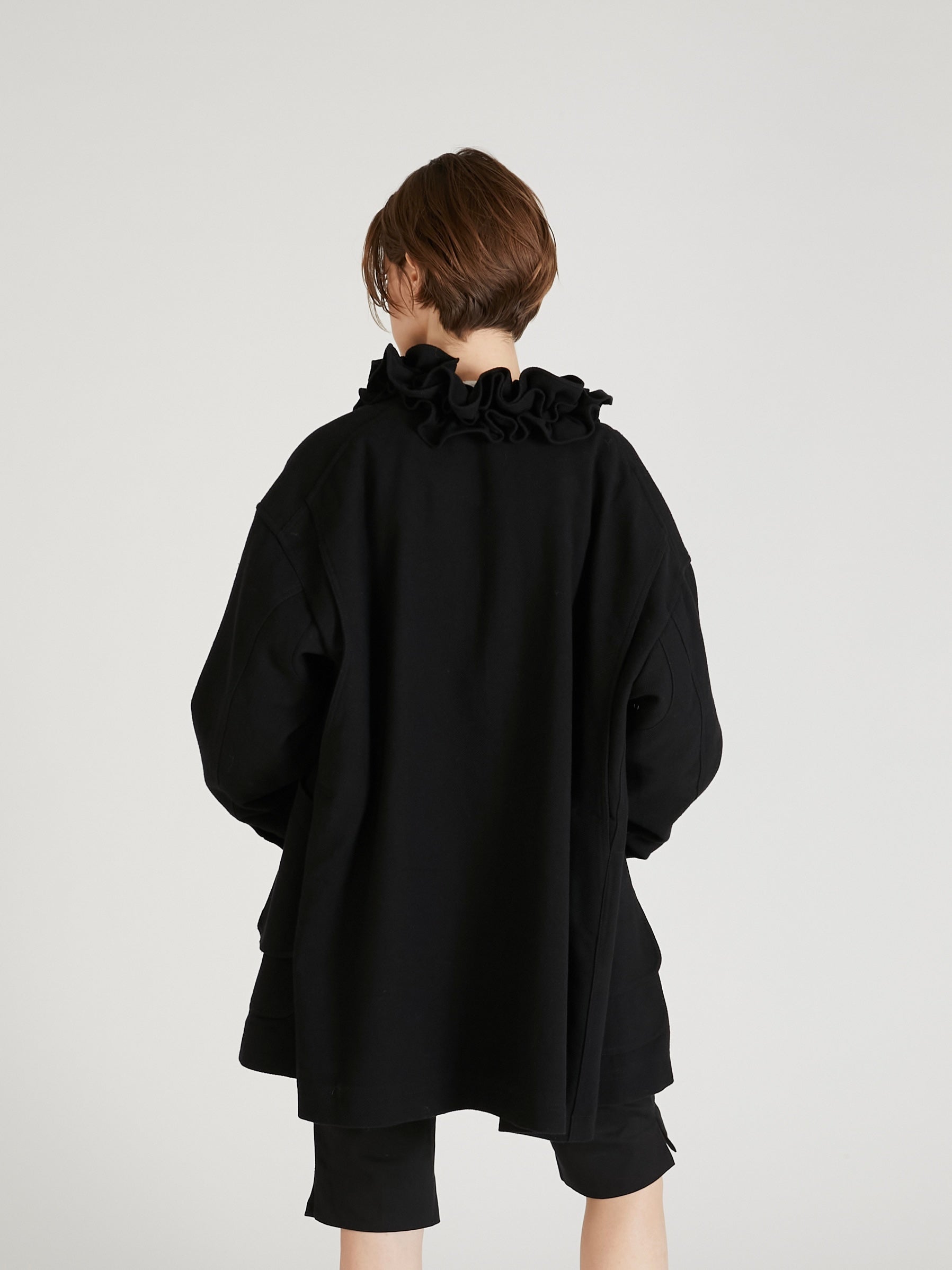 frill collar hunting jacket|BLACK