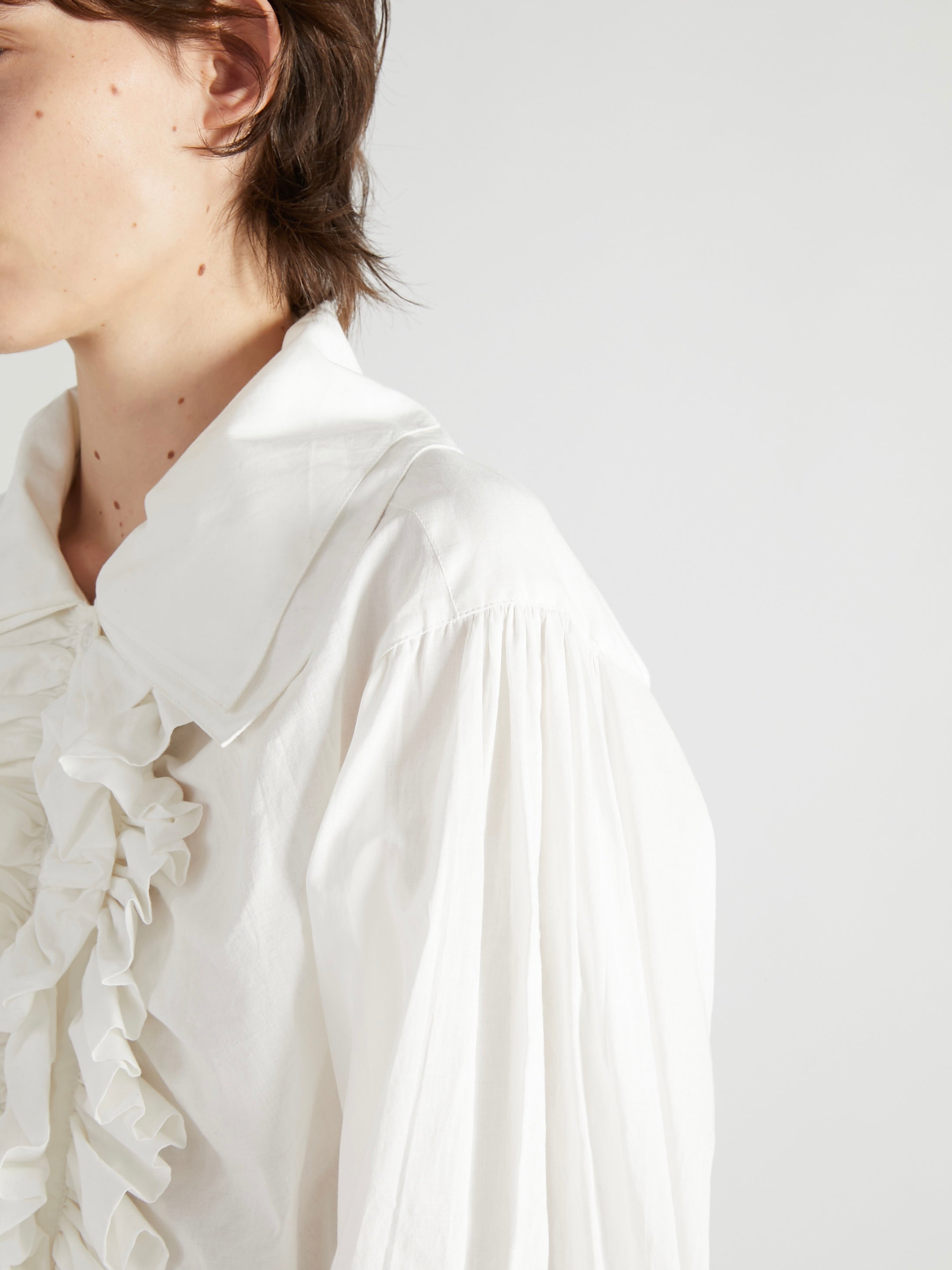 double collar frill blouse |WHITE