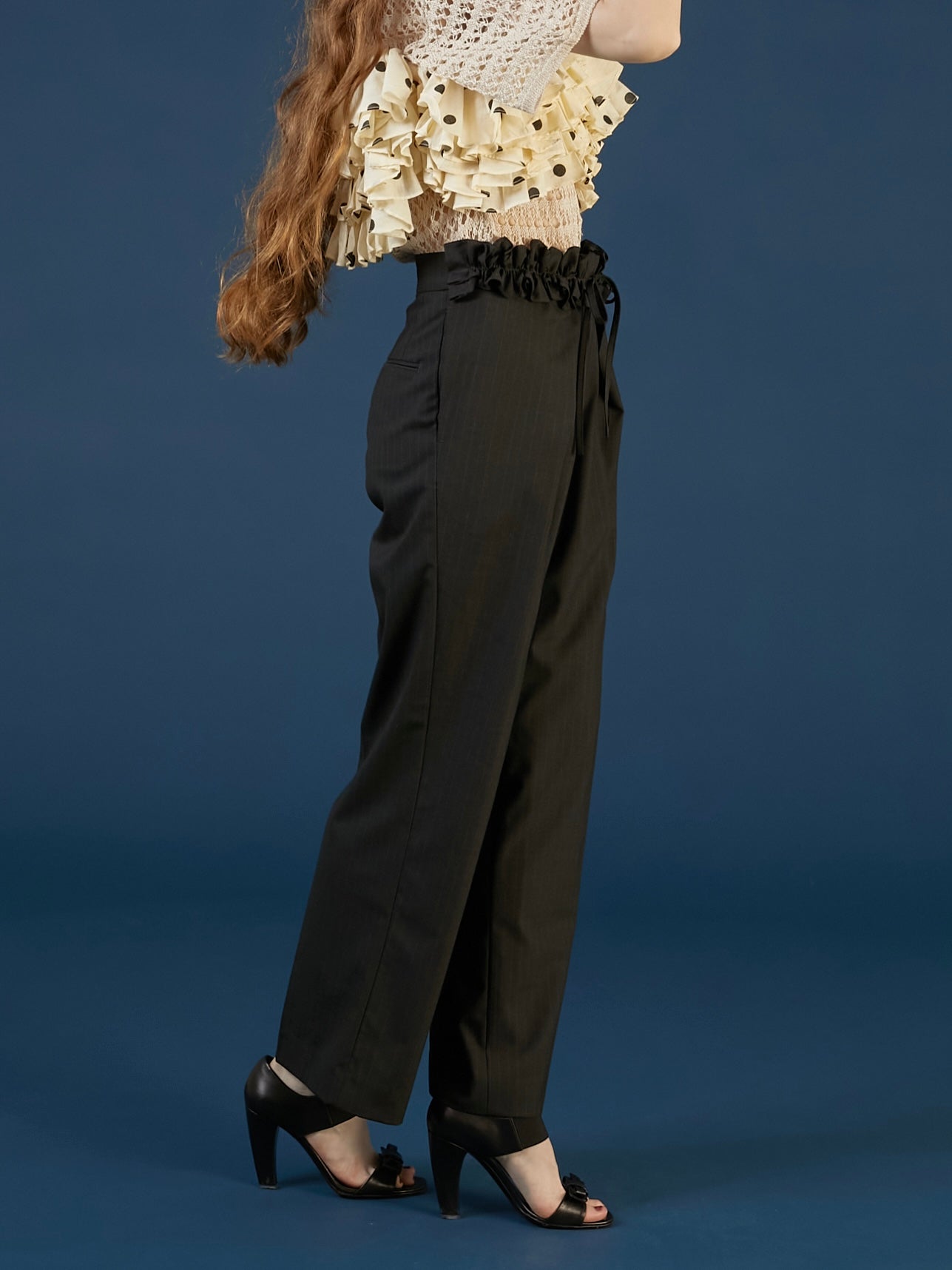 frill belt trousers|GRAY