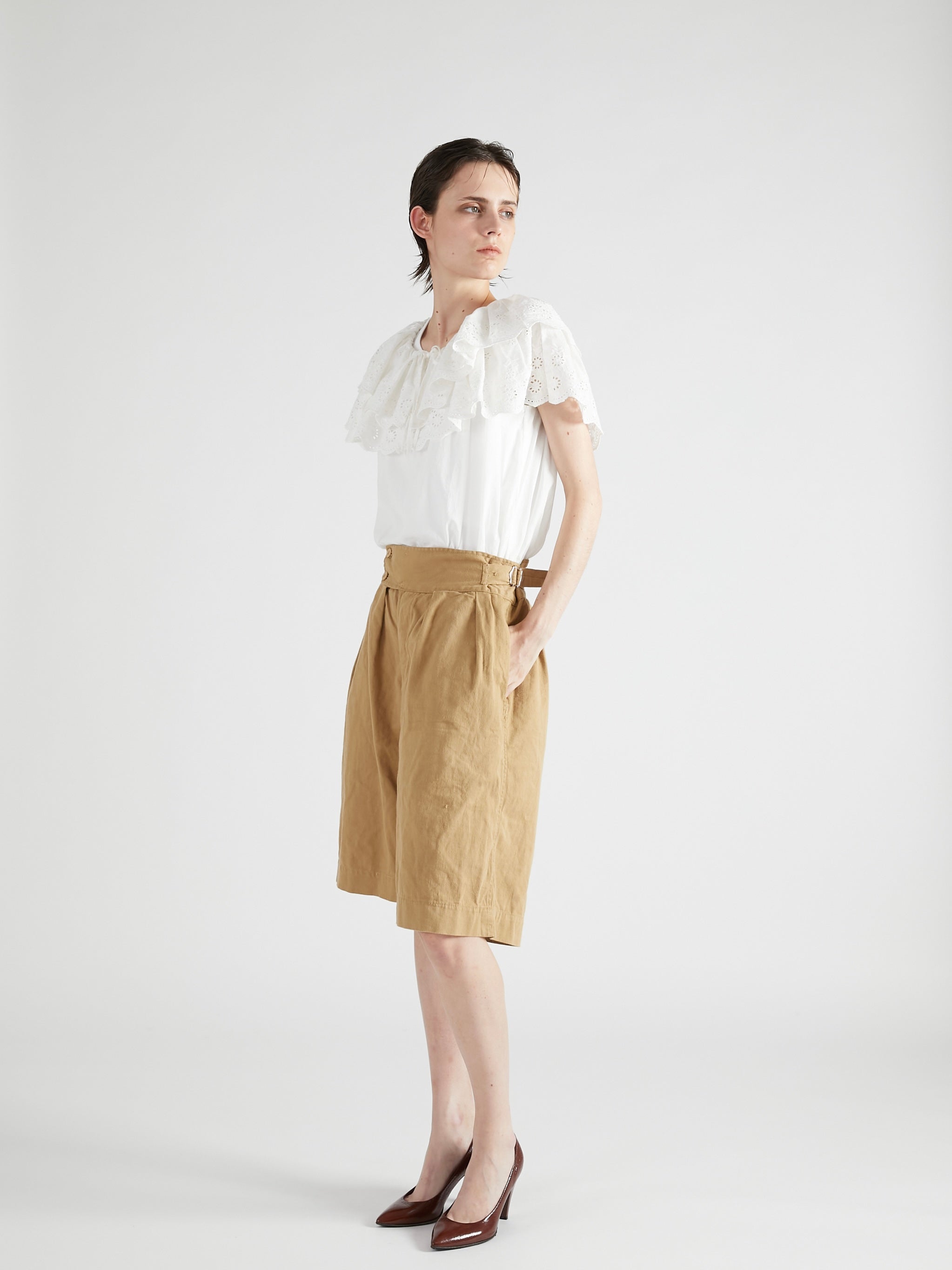 cutwork embroidery blouse | WHITE